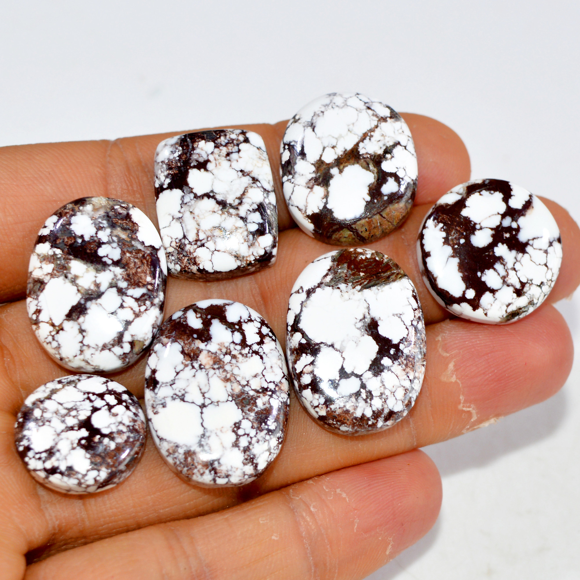 7Pcs 159Cts Natural Wild Horse Jasper Cabochon Gemstone Lot Mixed Shapes For Pendants Handmade Jewelry Supplies 24x17 15x15mm 15391