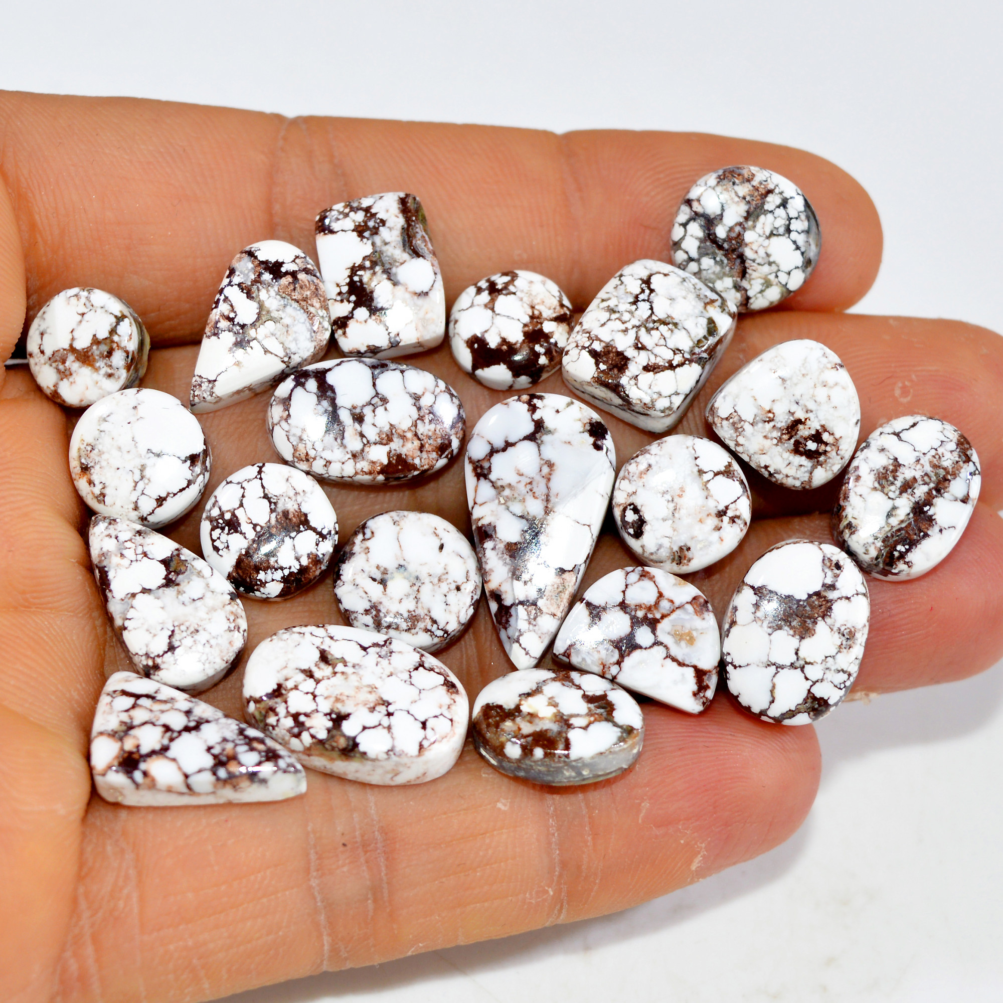 20Pcs 122Cts Natural Wild Horse Jasper Cabochon Gemstone Lot Mixed Shapes For Pendants Handmade Jewelry Supplies 20x10 7x7mm 15395