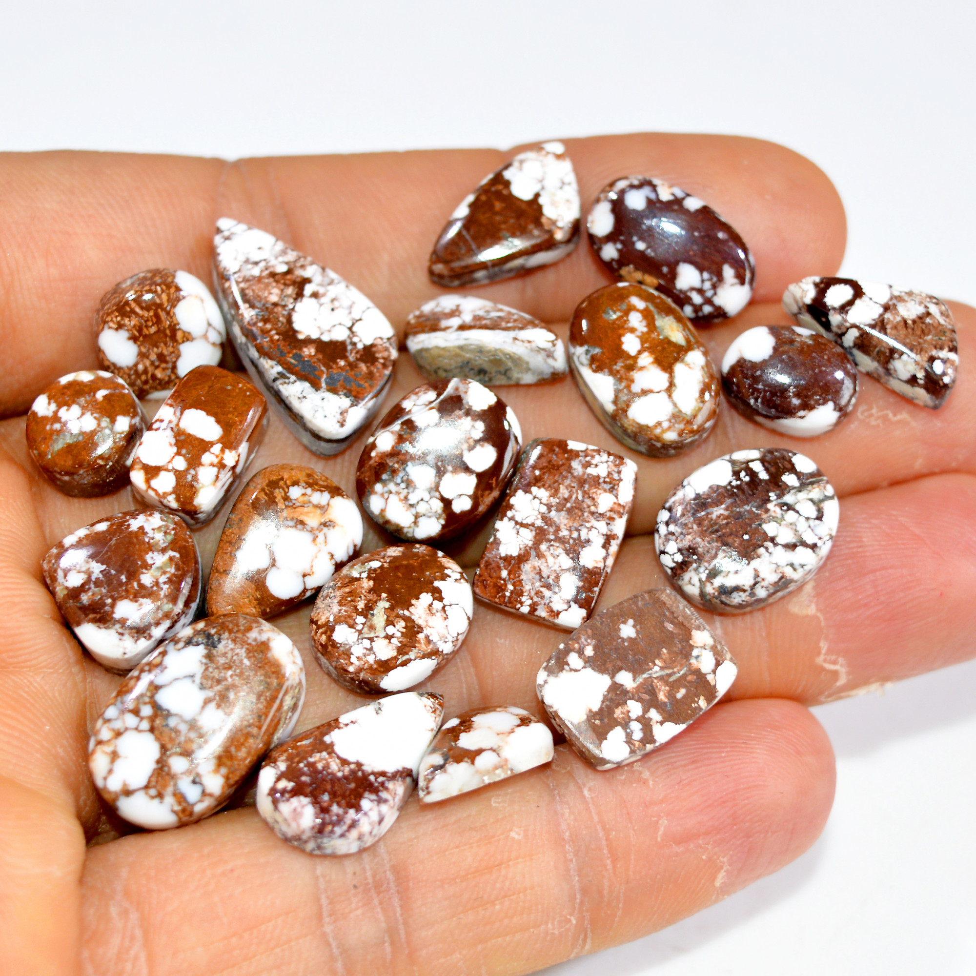 20Pcs 121Cts Natural Wild Horse Jasper Cabochon Gemstone Lot Mixed Shapes For Pendants Handmade Jewelry Supplies 20x9 10x6mm 15396