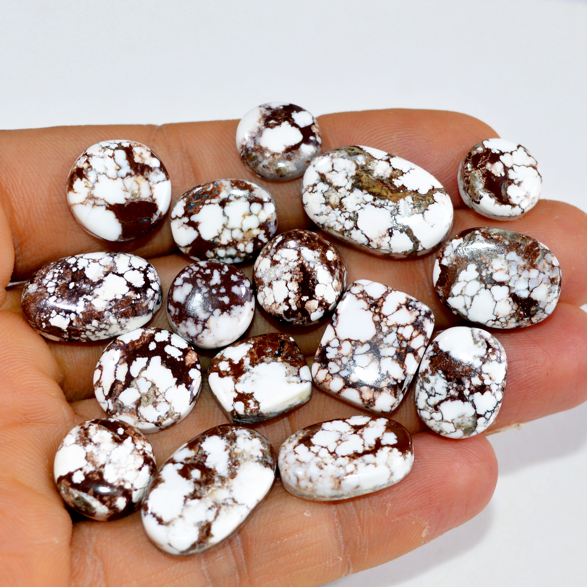 16Pcs 165Cts Natural Wild Horse Jasper Cabochon Gemstone Lot Mixed Shapes For Pendants Handmade Jewelry Supplies 20x12 10x10mm R-15398