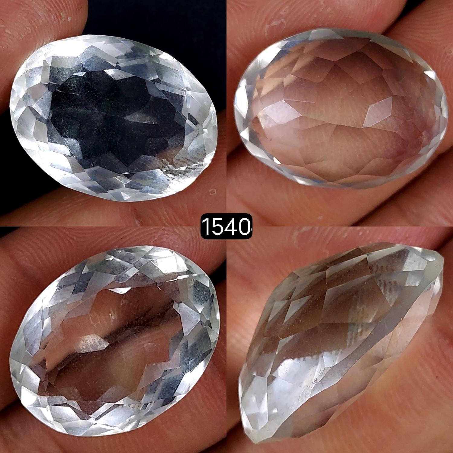 1Pc 35Cts Natural Crystal Quartz Faceted Cabochon Gemstone Oval Shape Crystal 25x17mm#1540