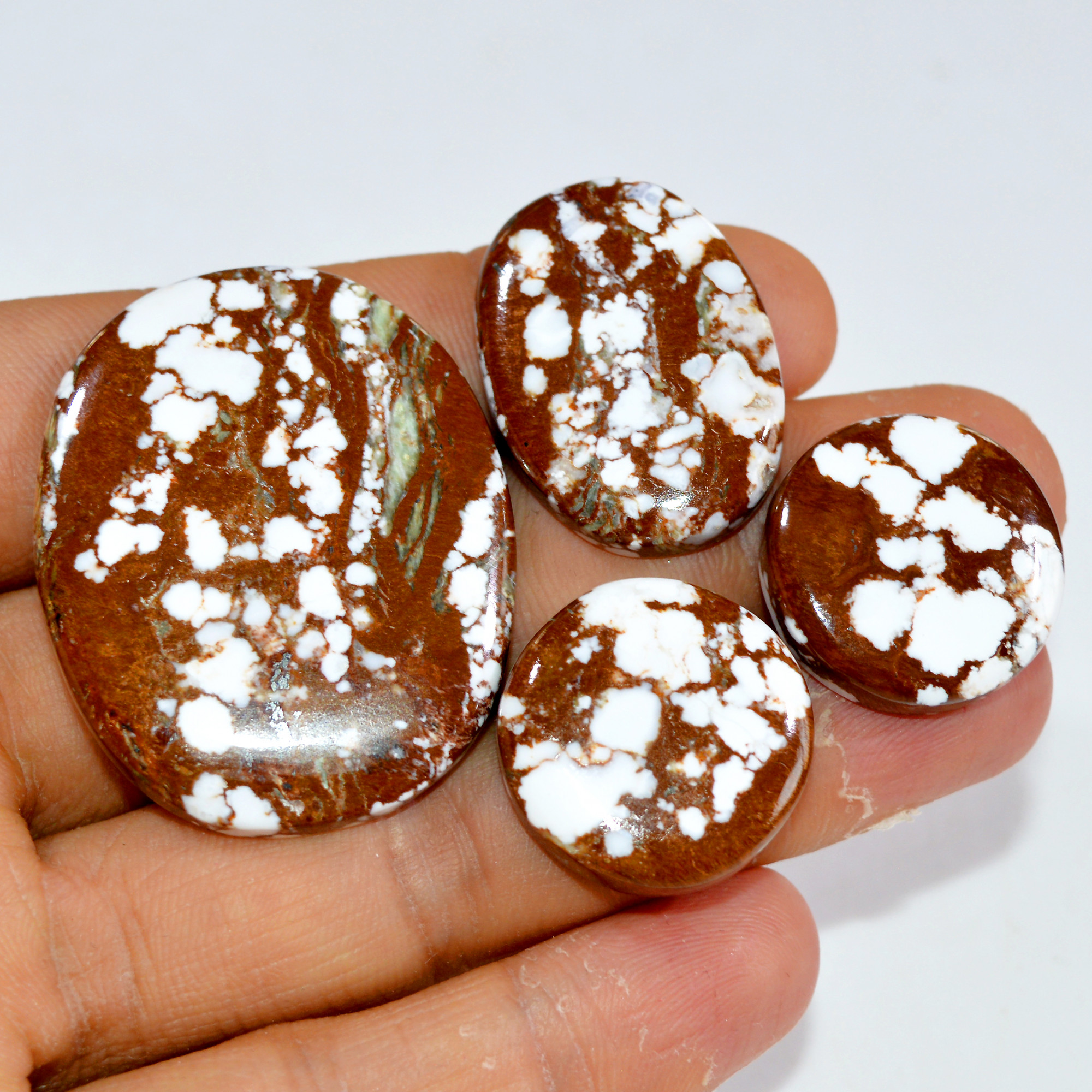 4Pcs 173Cts Natural Wild Horse Jasper Cabochon Gemstone Lot Mixed Shapes For Pendants Handmade Jewelry Supplies 40x31 20x20mm R-15400