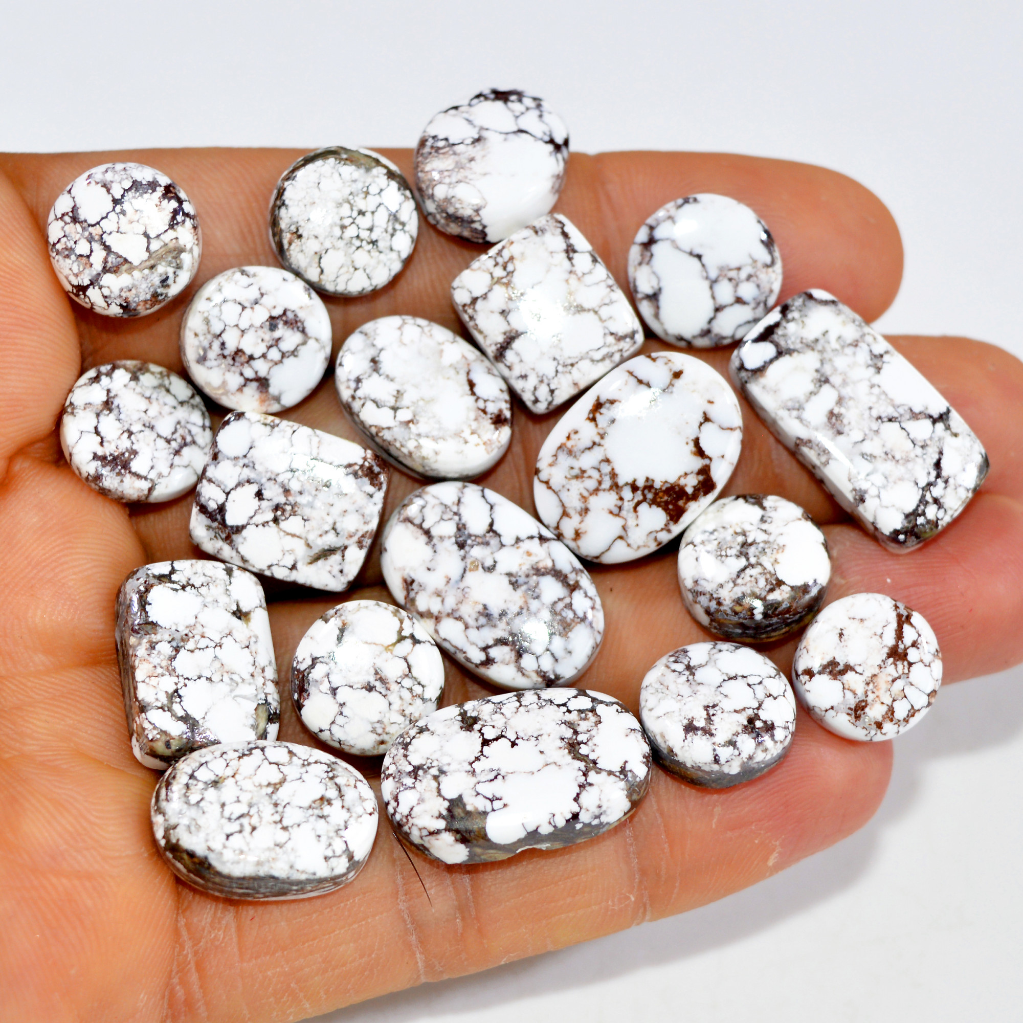 19Pcs 185Cts Natural Wild Horse Jasper Cabochon Gemstone Lot Mixed Shapes For Pendants Handmade Jewelry Supplies 20x10 11x11mm 15405