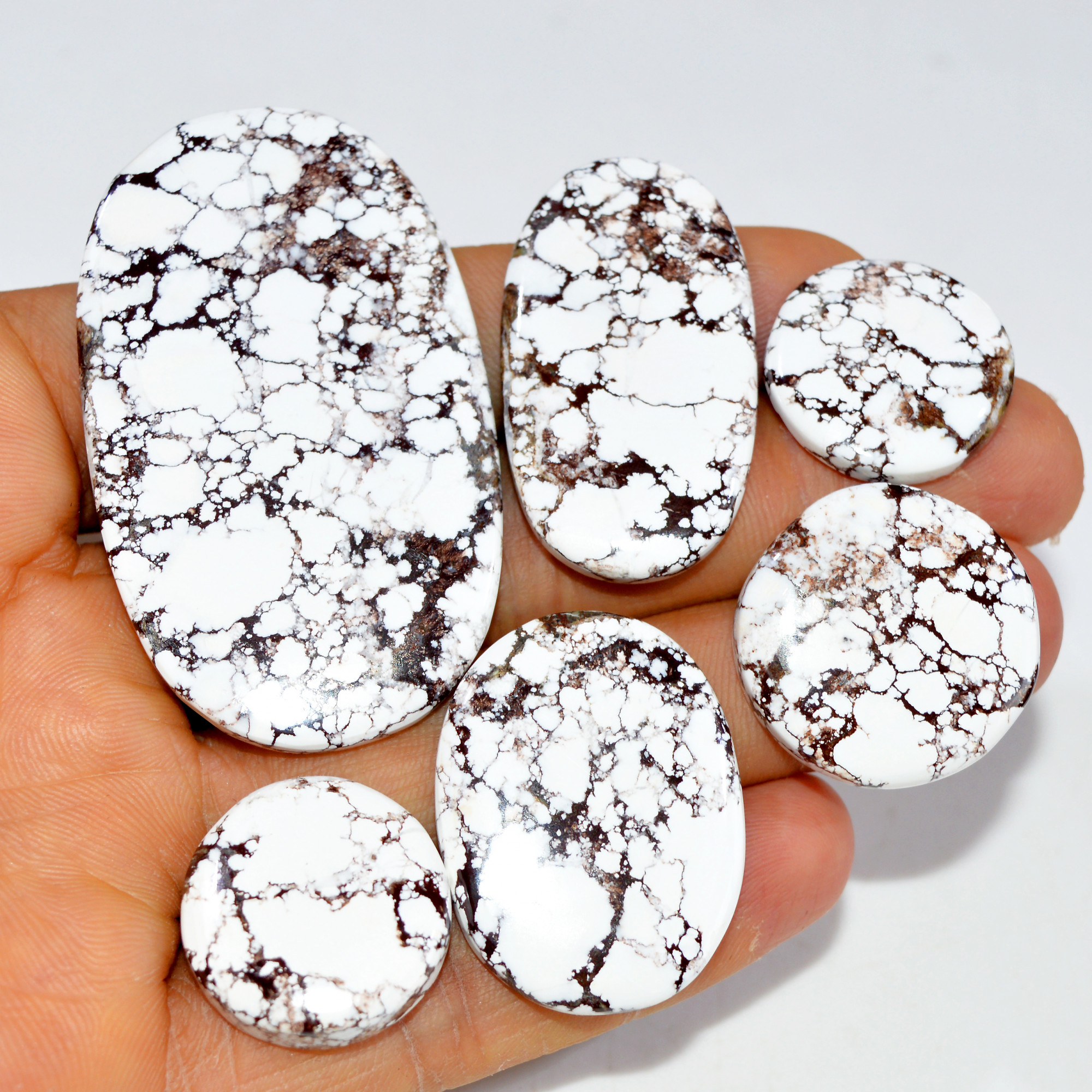 6Pcs 232Cts Natural Wild Horse Jasper Cabochon Gemstone Lot Mixed Shapes For Pendants Handmade Jewelry Supplies 55x31 20x20mm 15410