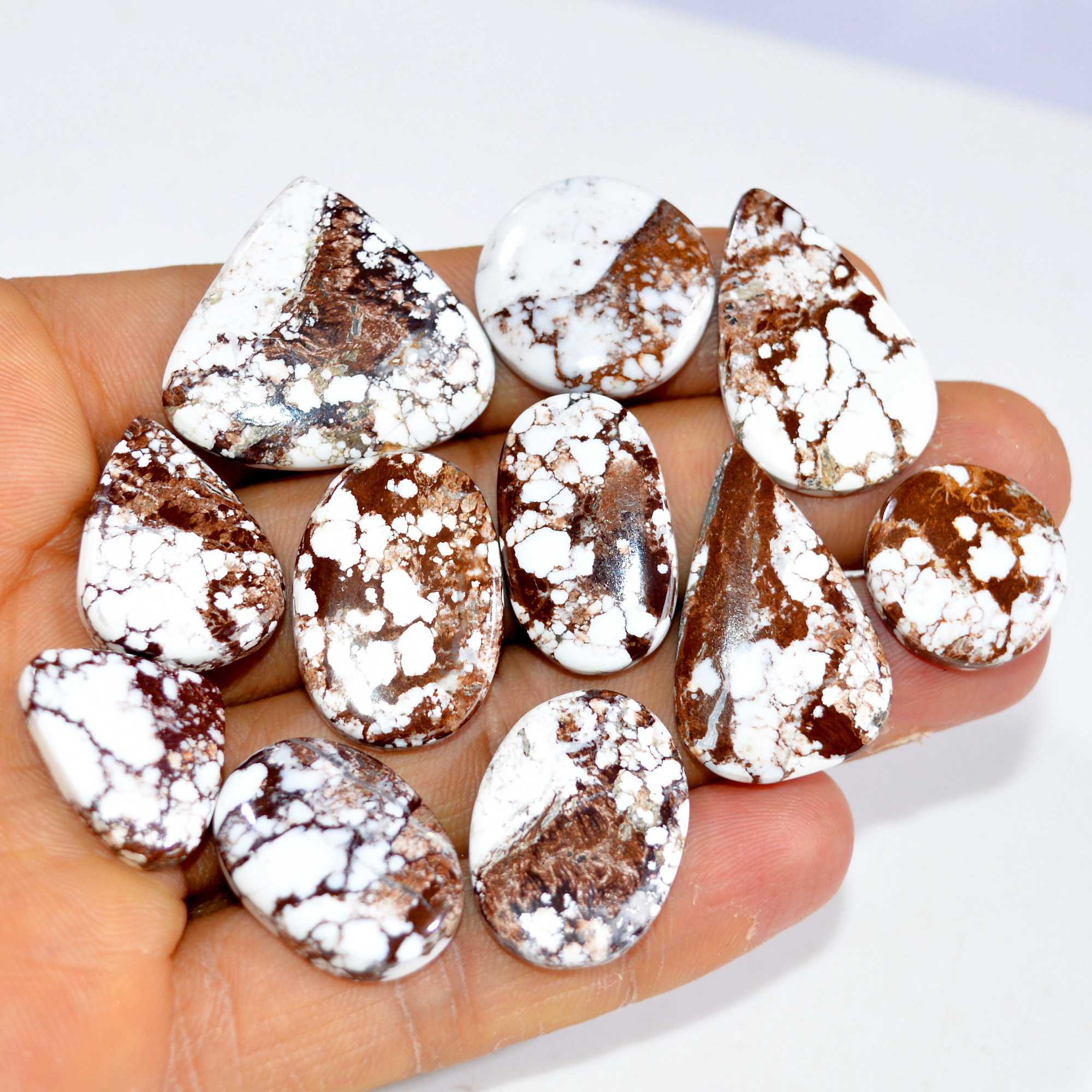 11Pcs 189Cts Natural Wild Horse Jasper Cabochon Gemstone Lot Mixed Shapes For Pendants Handmade Jewelry Supplies 27x24 18x14mm R-15411