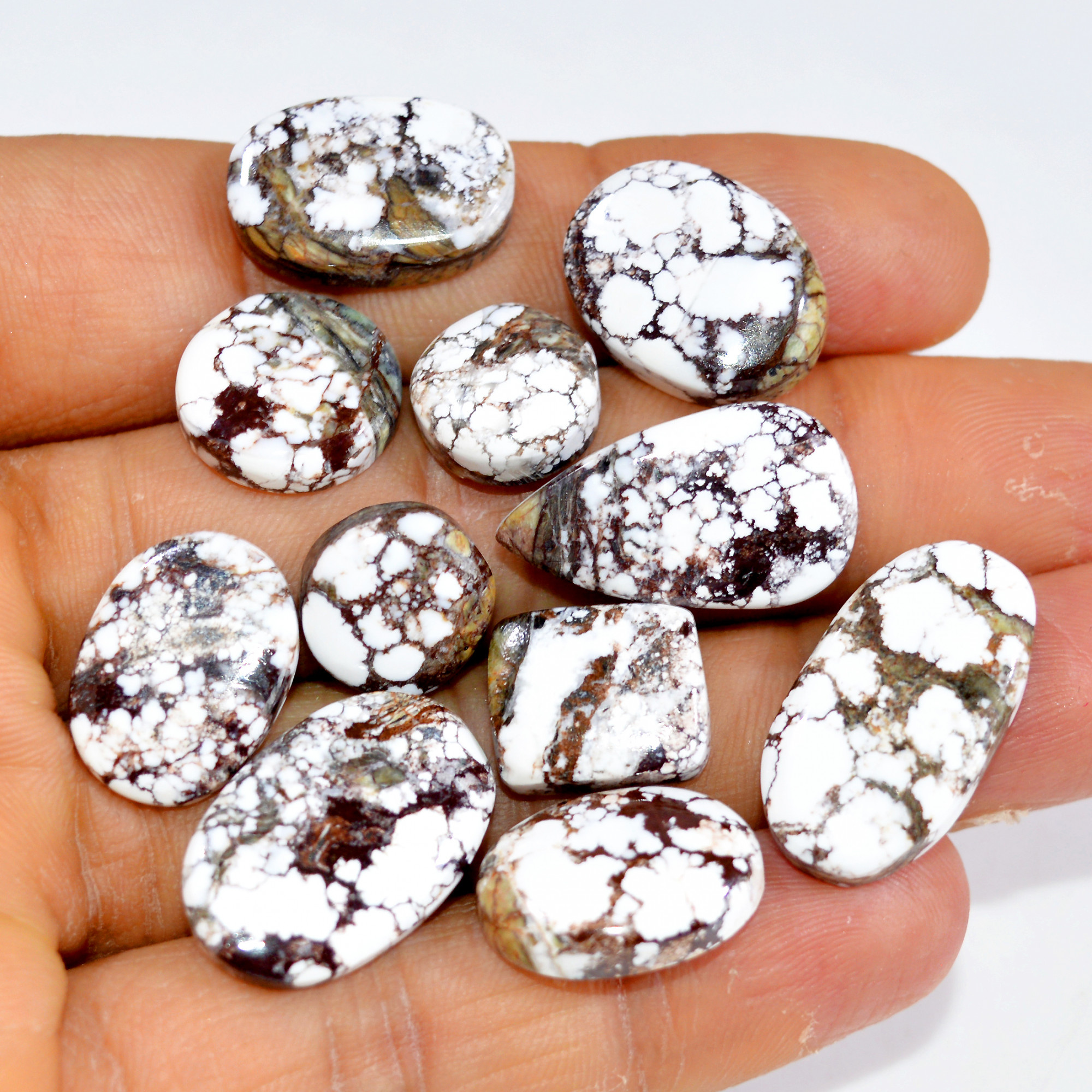 11Pcs 118Cts Natural Wild Horse Jasper Cabochon Gemstone Lot Mixed Shapes For Pendants Handmade Jewelry Supplies 22x10 11x9mm 15413