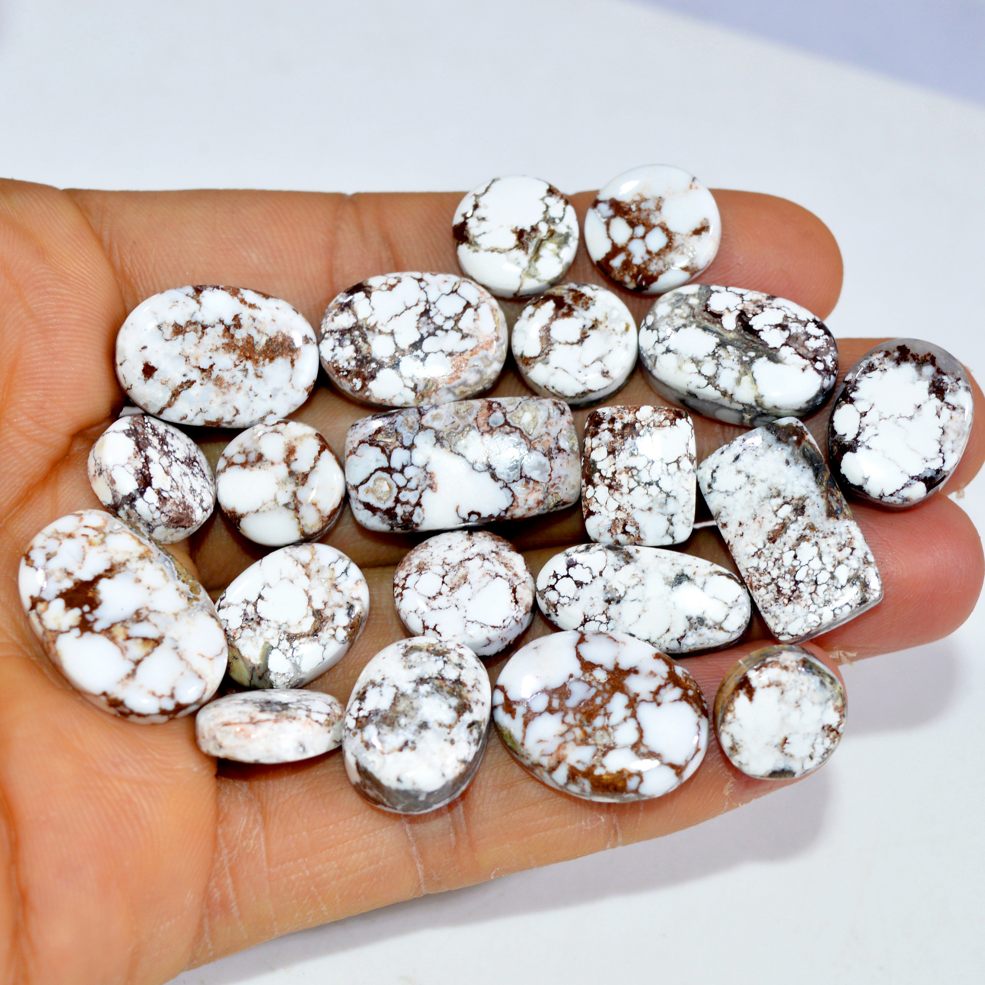 20Pcs 211Cts Natural Wild Horse Jasper Cabochon Gemstone Lot Mixed Shapes For Pendants Handmade Jewelry Supplies 20x14 11x9mm R-15414