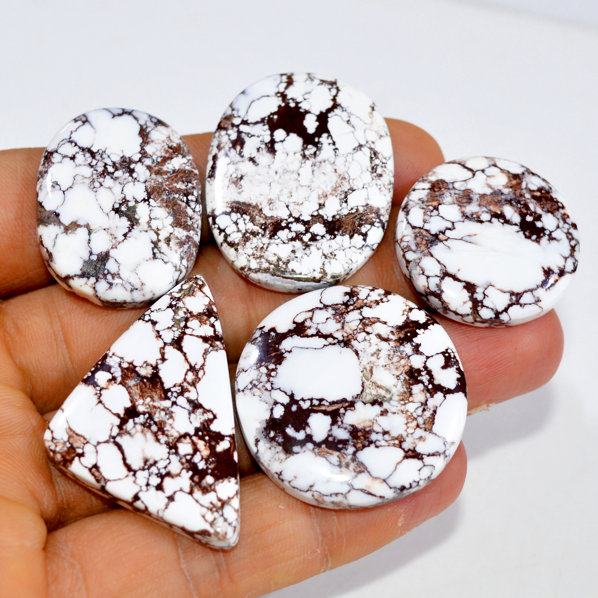 5Pcs 220Cts Natural Wild Horse Jasper Cabochon Gemstone Lot Mixed Shapes For Pendants Handmade Jewelry Supplies 38x25 25x25mm R-15416