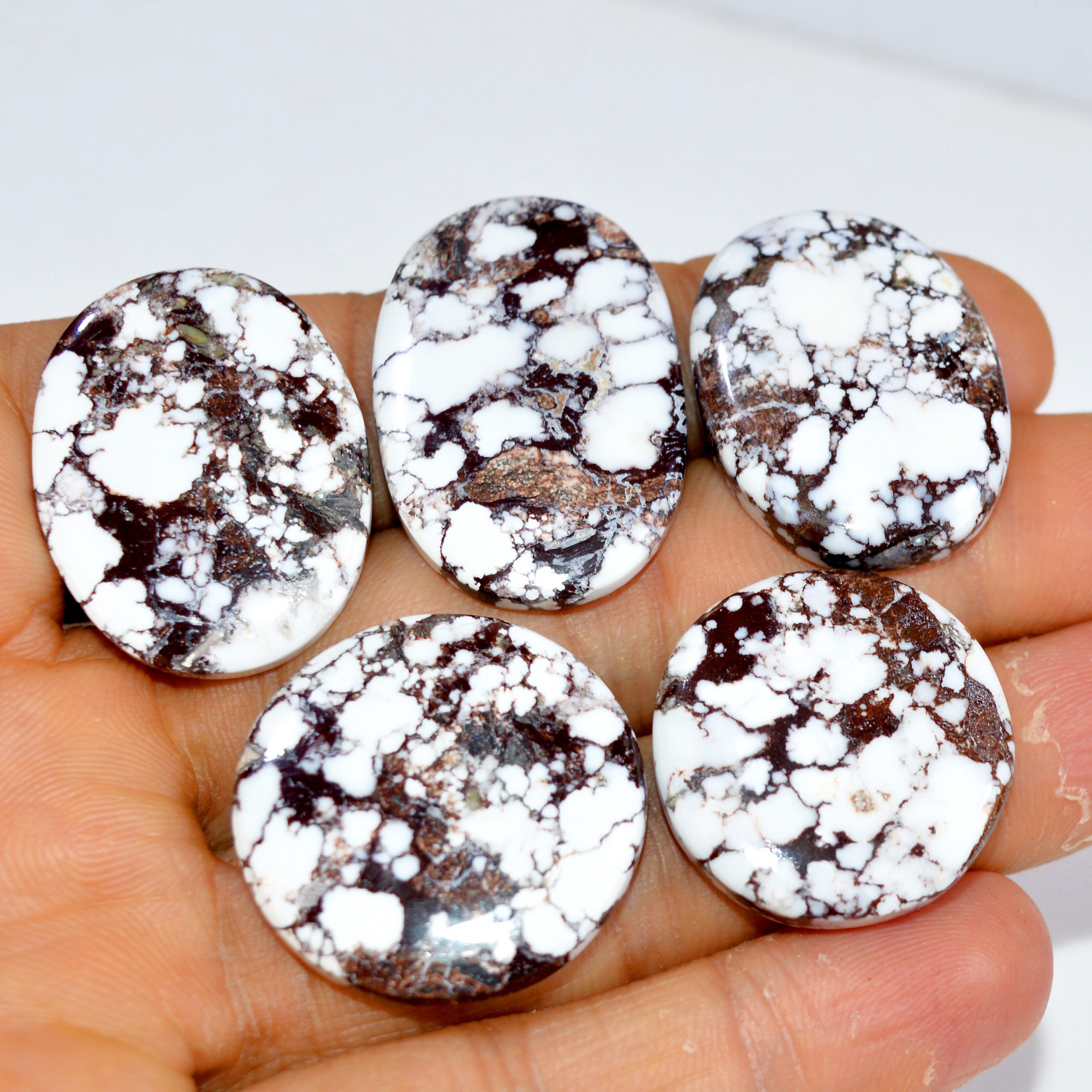 5Pcs 149Cts Natural Wild Horse Jasper Cabochon Gemstone Lot Mixed Shapes For Pendants Handmade Jewelry Supplies 32x20 22x22mm 15417