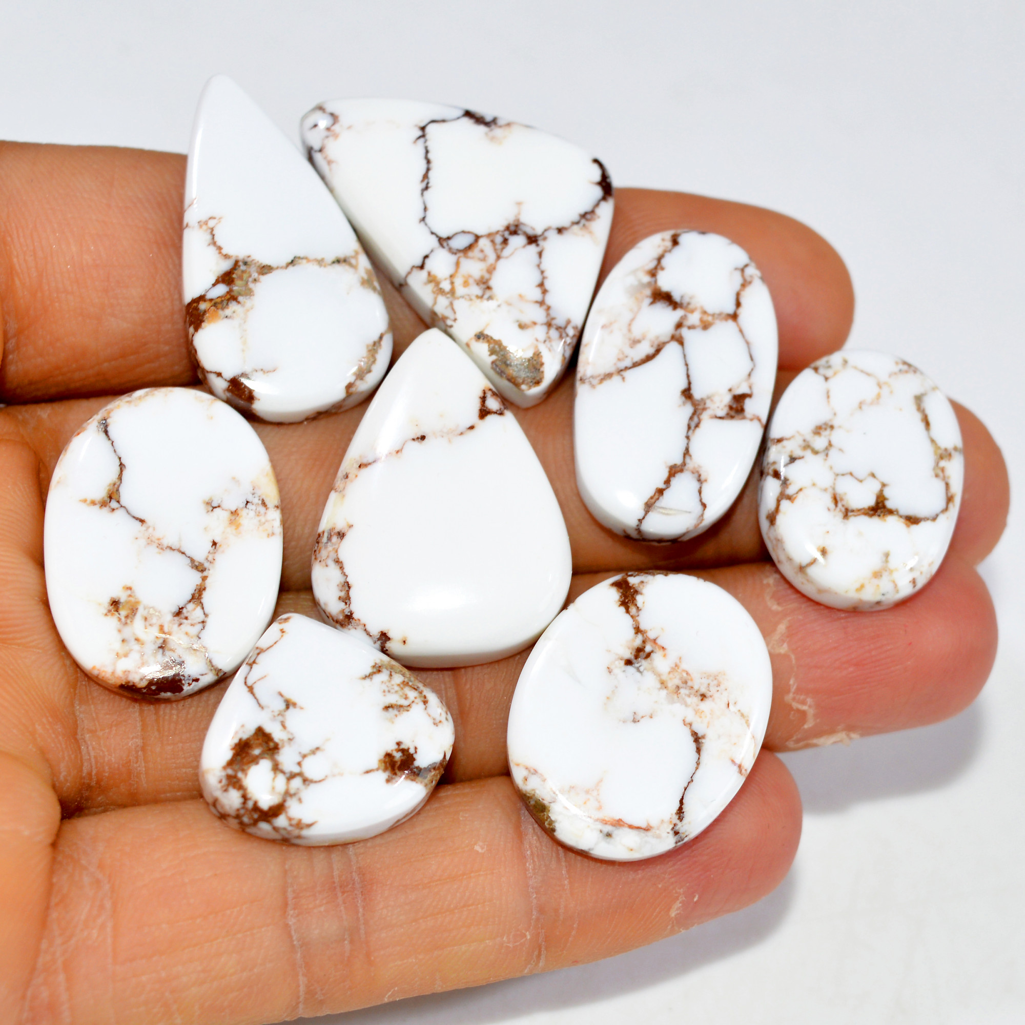 9Pcs 185Cts Natural Wild Horse Jasper Cabochon Gemstone Lot Mixed Shapes For Pendants Handmade Jewelry Supplies 30x19 17x16mm 15421