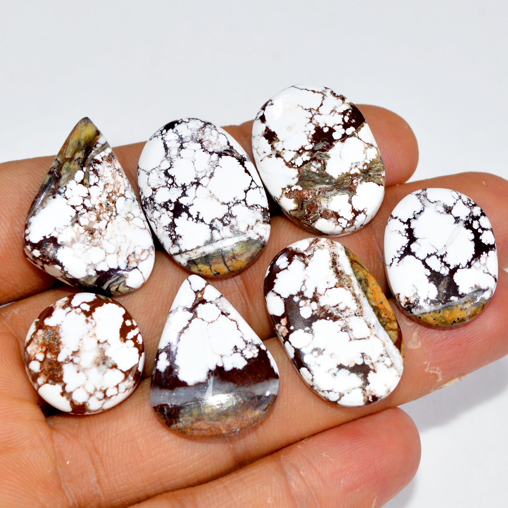 7Pcs 148Cts Natural Wild Horse Jasper Cabochon Gemstone Lot Mixed Shapes For Pendants Handmade Jewelry Supplies 27x17 15x15mm 15425