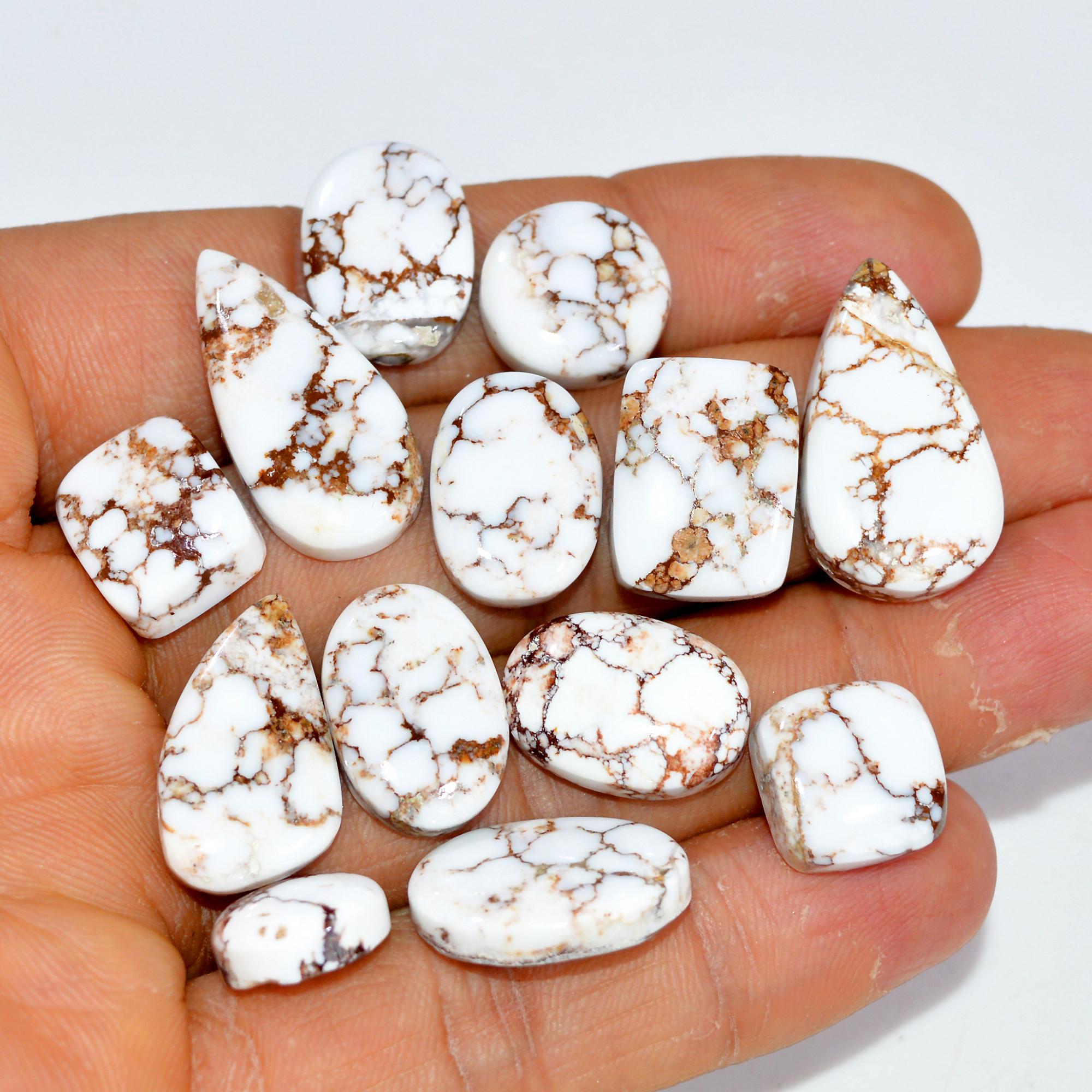 13Pcs 140Cts Natural Wild Horse Jasper Cabochon Gemstone Lot Mixed Shapes For Pendants Handmade Jewelry Supplies 24x12 10x10mm 15428