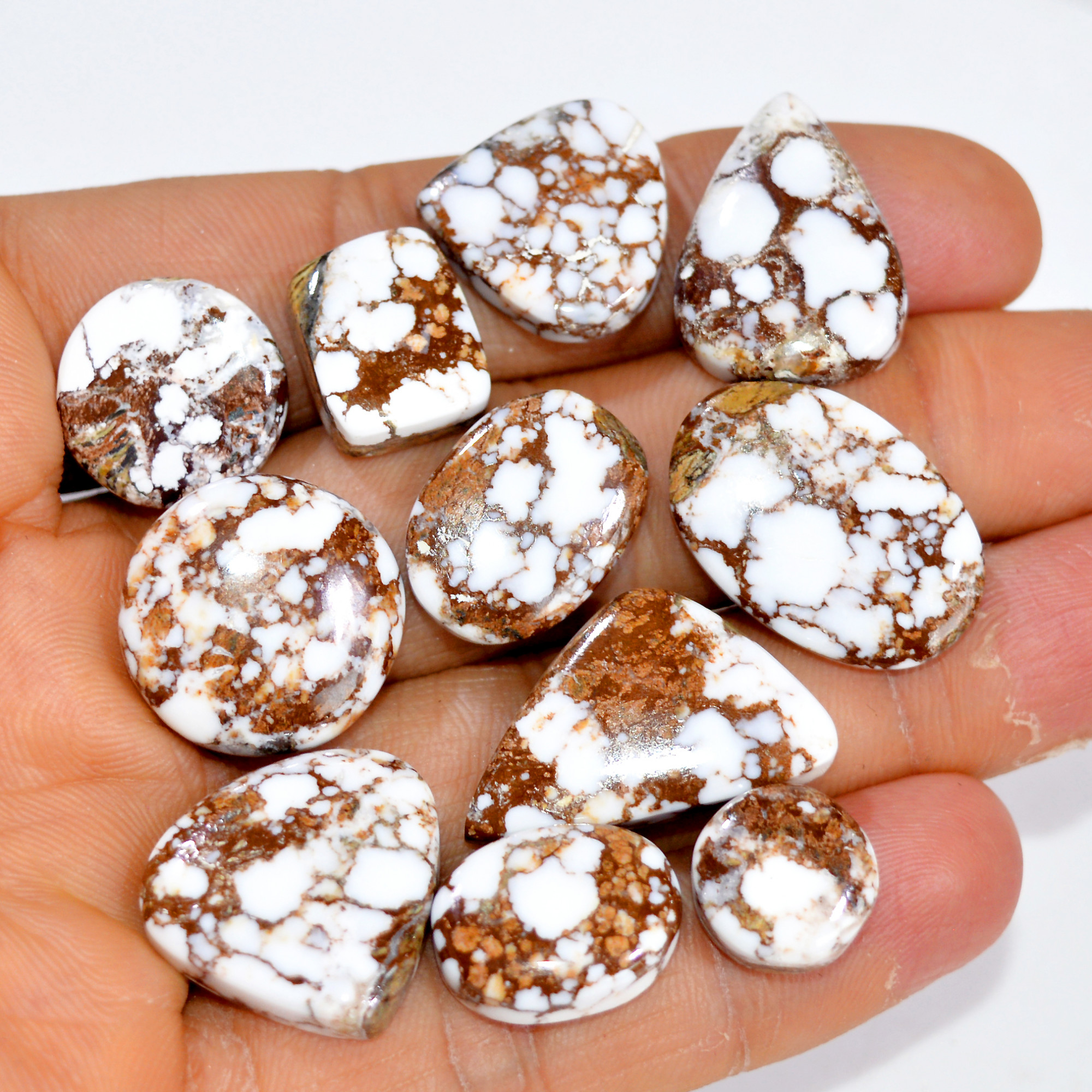 11Pcs 154Cts Natural Wild Horse Jasper Cabochon Gemstone Lot Mixed Shapes For Pendants Handmade Jewelry Supplies 25x14 10x10mm R-15429
