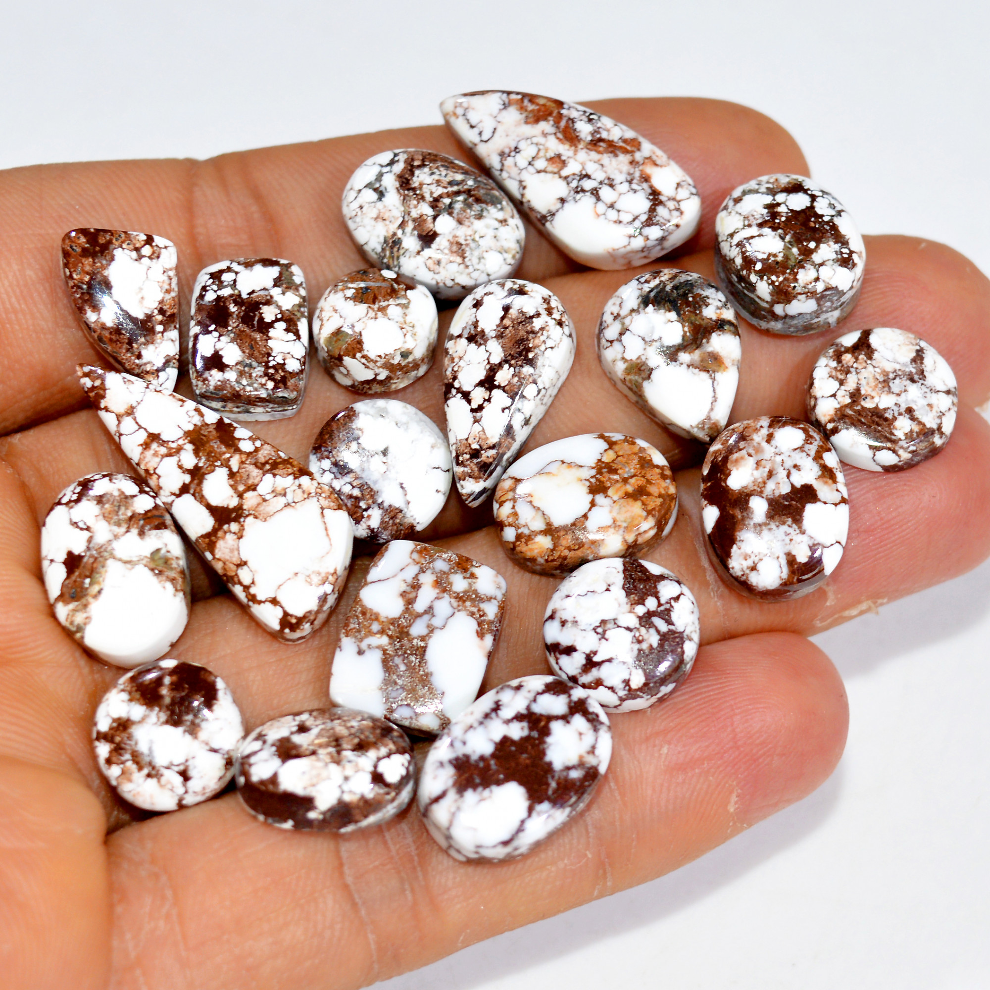 19Pcs 141Cts Natural Wild Horse Jasper Cabochon Gemstone Lot Mixed Shapes For Pendants Handmade Jewelry Supplies 26x9 9x9mm R-15431