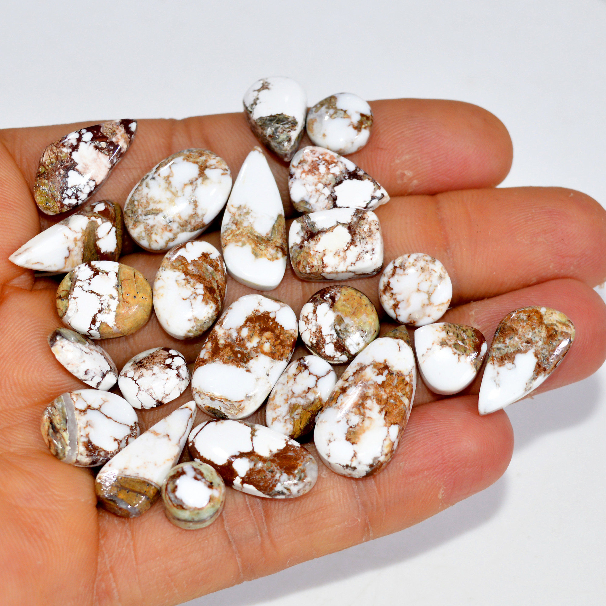 23Pcs 141Cts Natural Wild Horse Jasper Cabochon Gemstone Lot Mixed Shapes For Pendants Handmade Jewelry Supplies 21x10 7x7mm R-15435