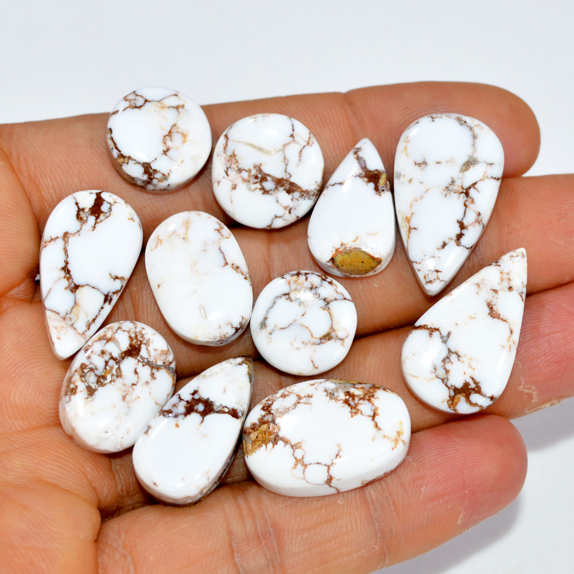 11Pcs 152Cts Natural Wild Horse Jasper Cabochon Gemstone Lot Mixed Shapes For Pendants Handmade Jewelry Supplies 23x12 12x12mm 15436