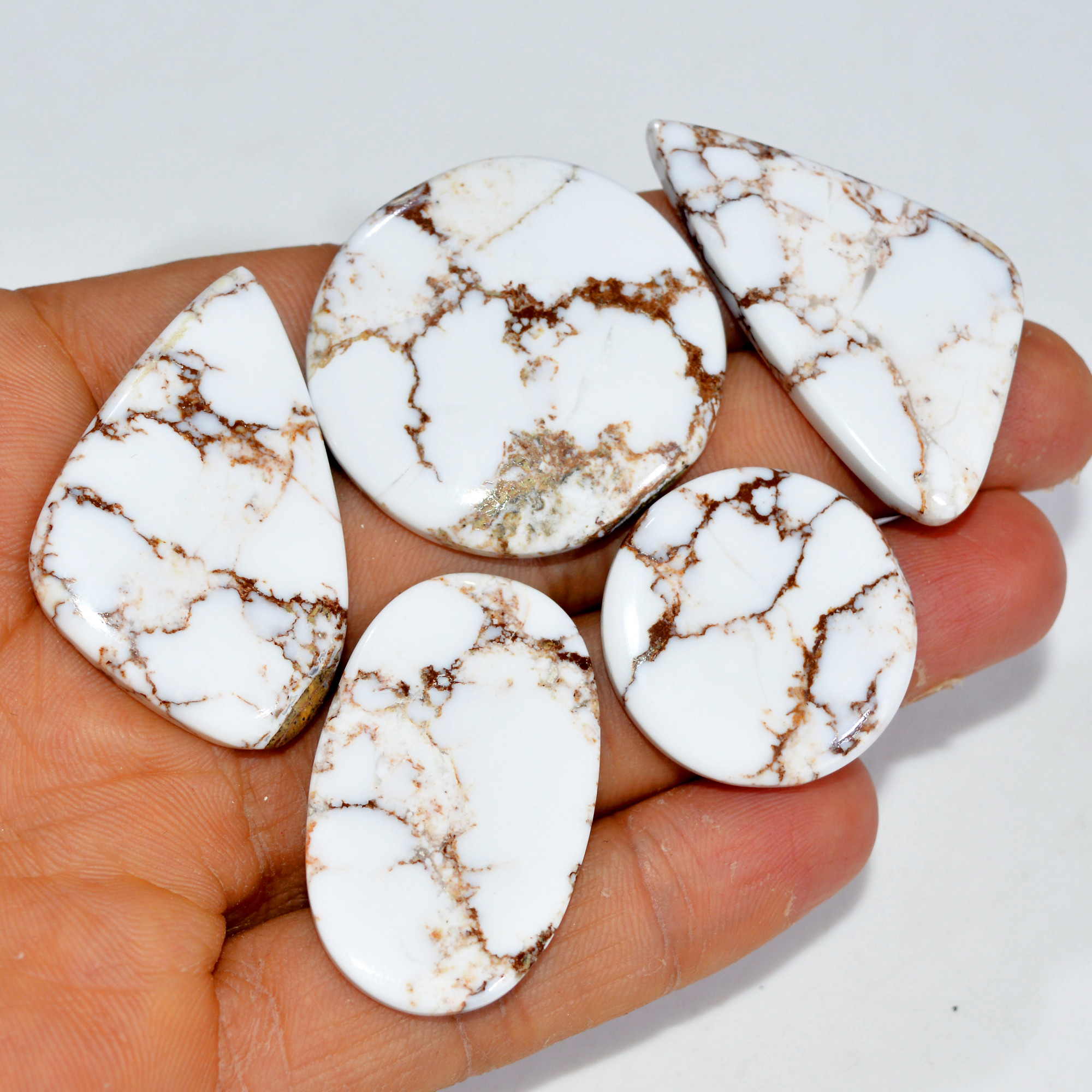 5Pcs 191Cts Natural Wild Horse Jasper Cabochon Gemstone Lot Mixed Shapes For Pendants Handmade Jewelry Supplies 35x35 25x25mm 15437