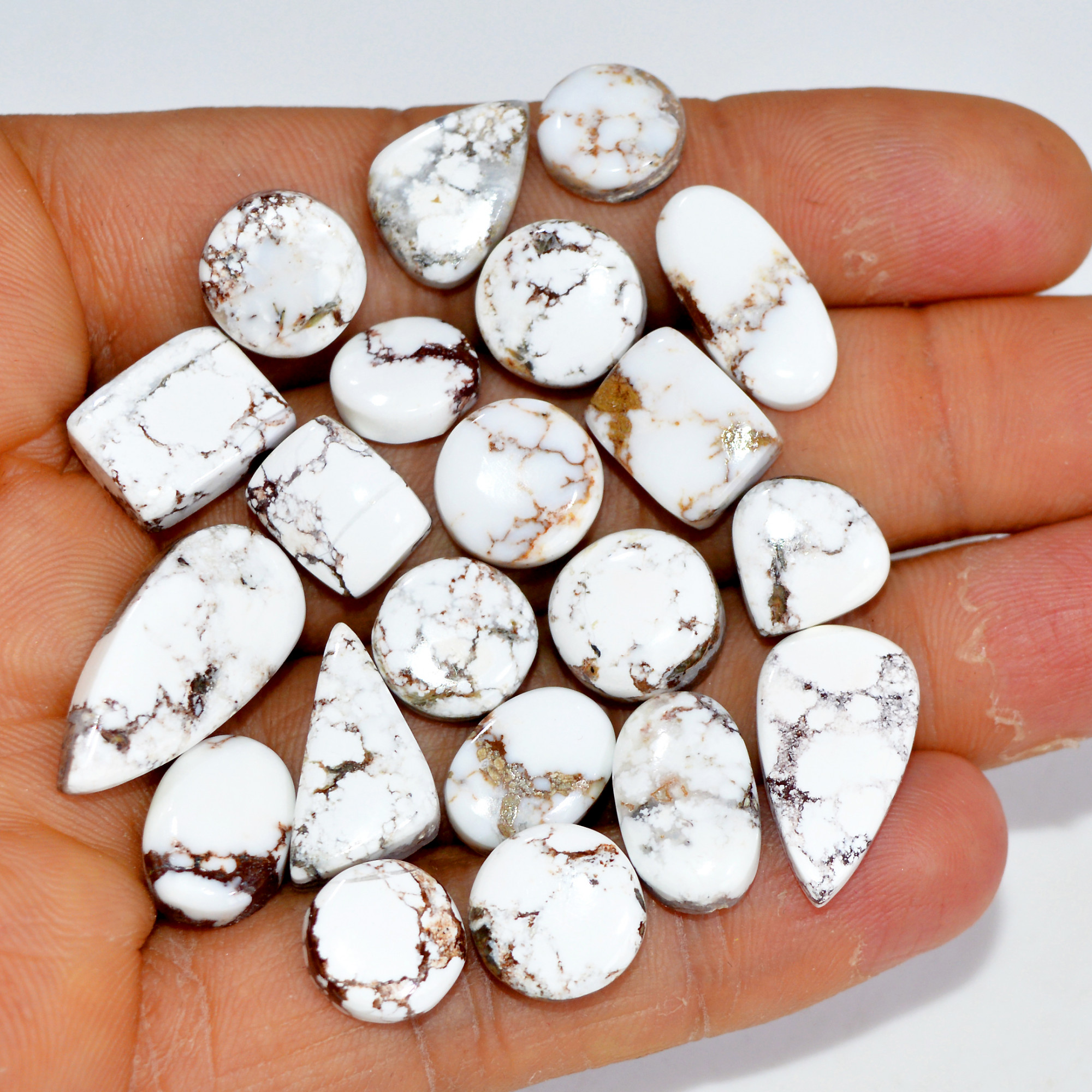 21Pcs 120Cts Natural Wild Horse Jasper Cabochon Gemstone Lot Mixed Shapes For Pendants Handmade Jewelry Supplies 20x9 10x10mm 15438