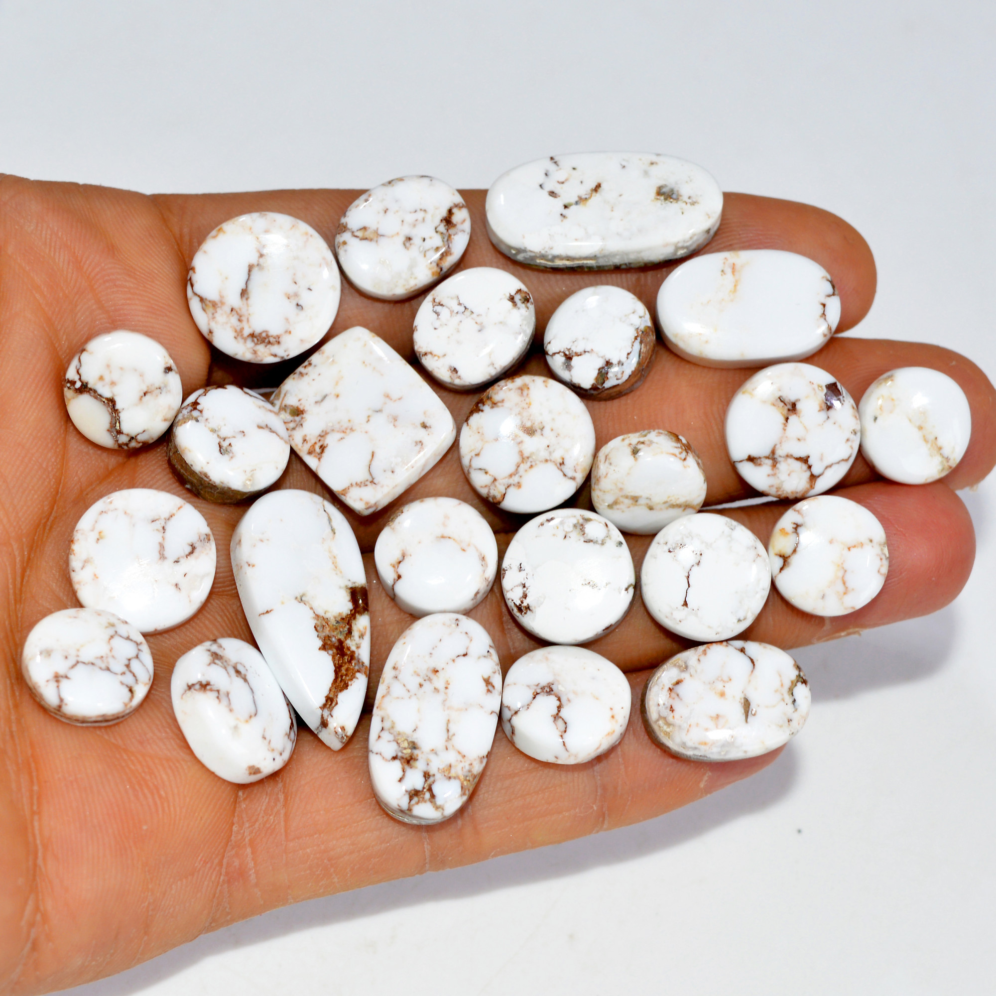 24Pcs 236Cts Natural Wild Horse Jasper Cabochon Gemstone Lot Mixed Shapes For Pendants Handmade Jewelry Supplies 26x11 10x10mm R-15440