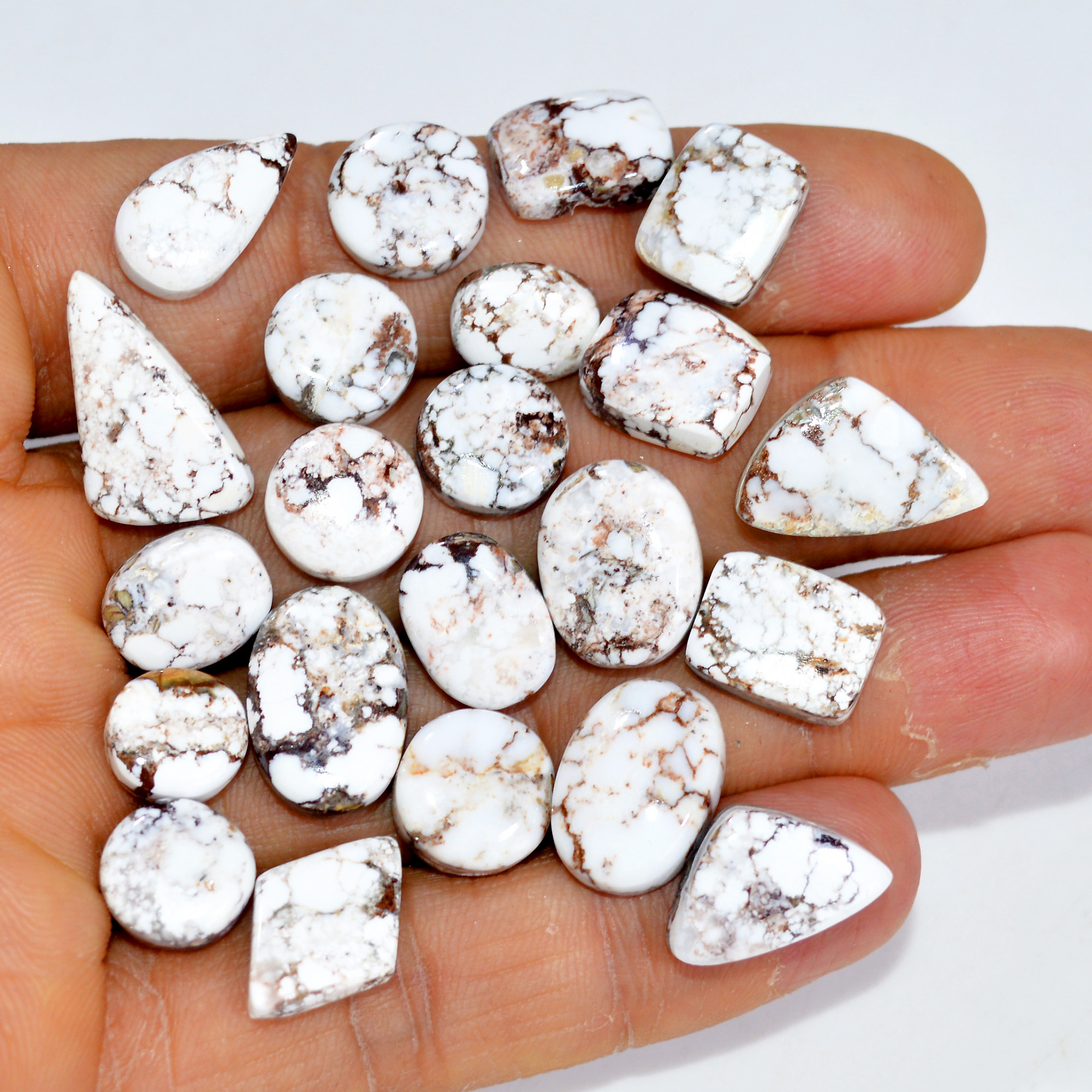 22Pcs 133Cts Natural Wild Horse Jasper Cabochon Gemstone Lot Mixed Shapes For Pendants Handmade Jewelry Supplies 20x10 7x7mm 15441