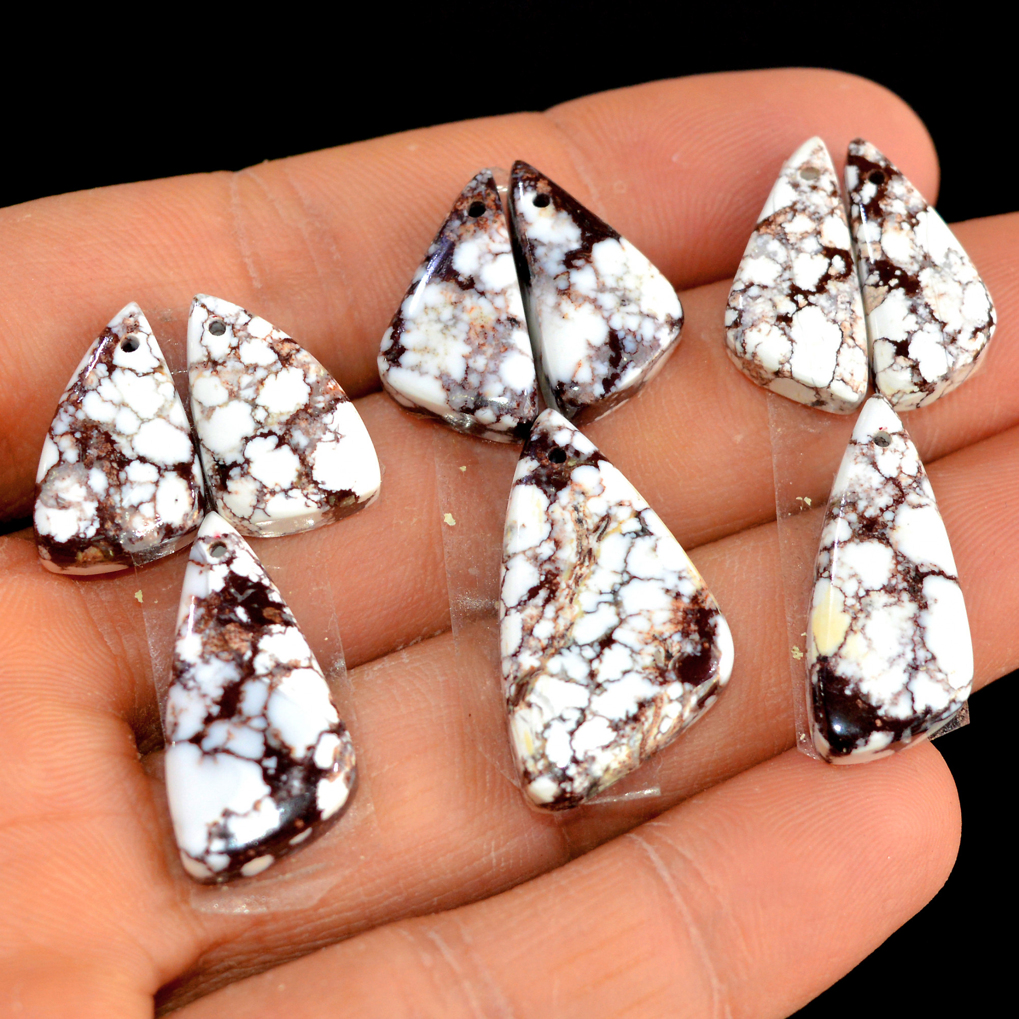 3 Sets 88 Cts Natural Wild Horse Magnesite 3 Pcs Set Front Drill For Matching Earring and Pendant Making Gift For Women Silver Jewelry 15512