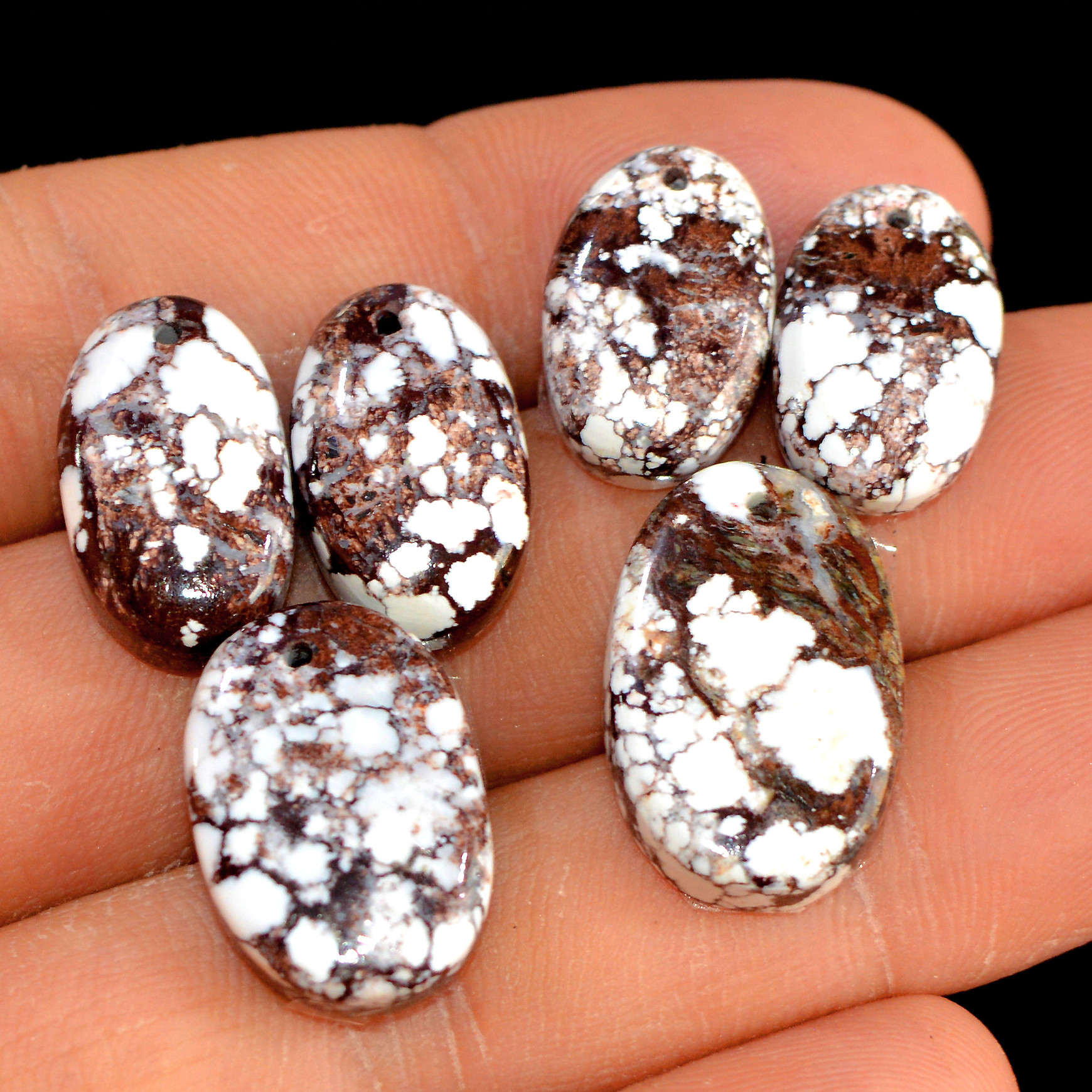 2 Sets 71 Cts Natural Wild Horse Magnesite 3 Pcs Set Front Drill For Matching Earring and Pendant Making Gift For Women Silver Jewelry 15516