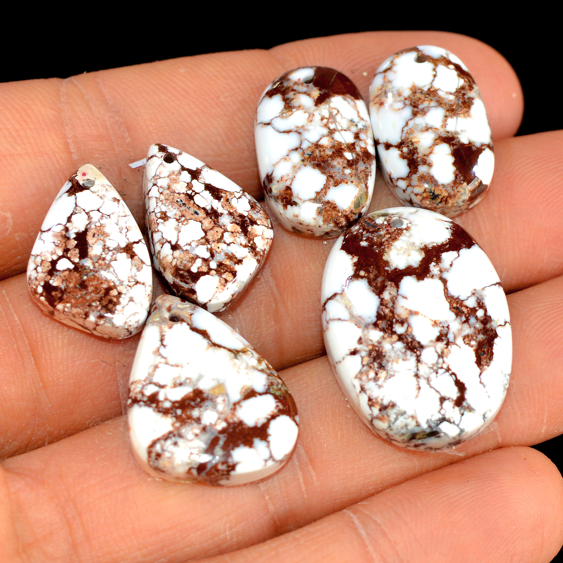 2 Sets 91 Cts Wild Horse Magnesite 3 Pcs Set Front Drill For Natural Matching Earring and Pendant Making Gift For Women Silver Jewelry 15518
