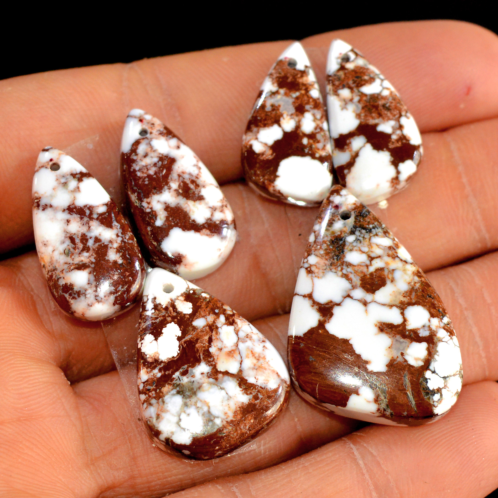 2 Sets 105 Cts Natural Wild Horse Magnesite 3 Pcs Matching Earring and Pendant Set Semi-Precious Gemstone for Reiki and Healing 15519