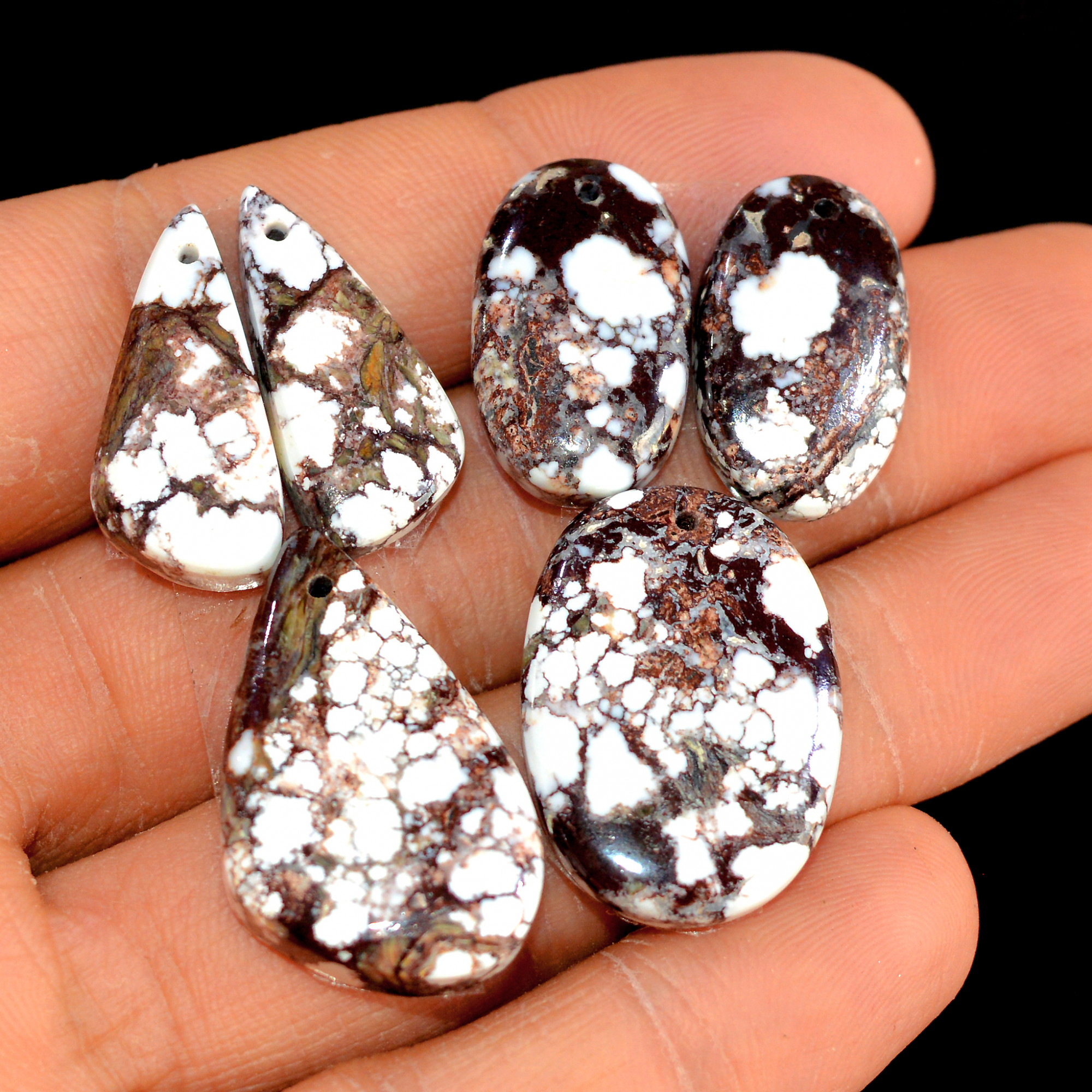 2 Sets 93 Cts Natural Wild Horse Magnesite 3 Pcs Matching Earring and Pendant Set Semi-Precious Gemstone for Reiki and Healing 15520