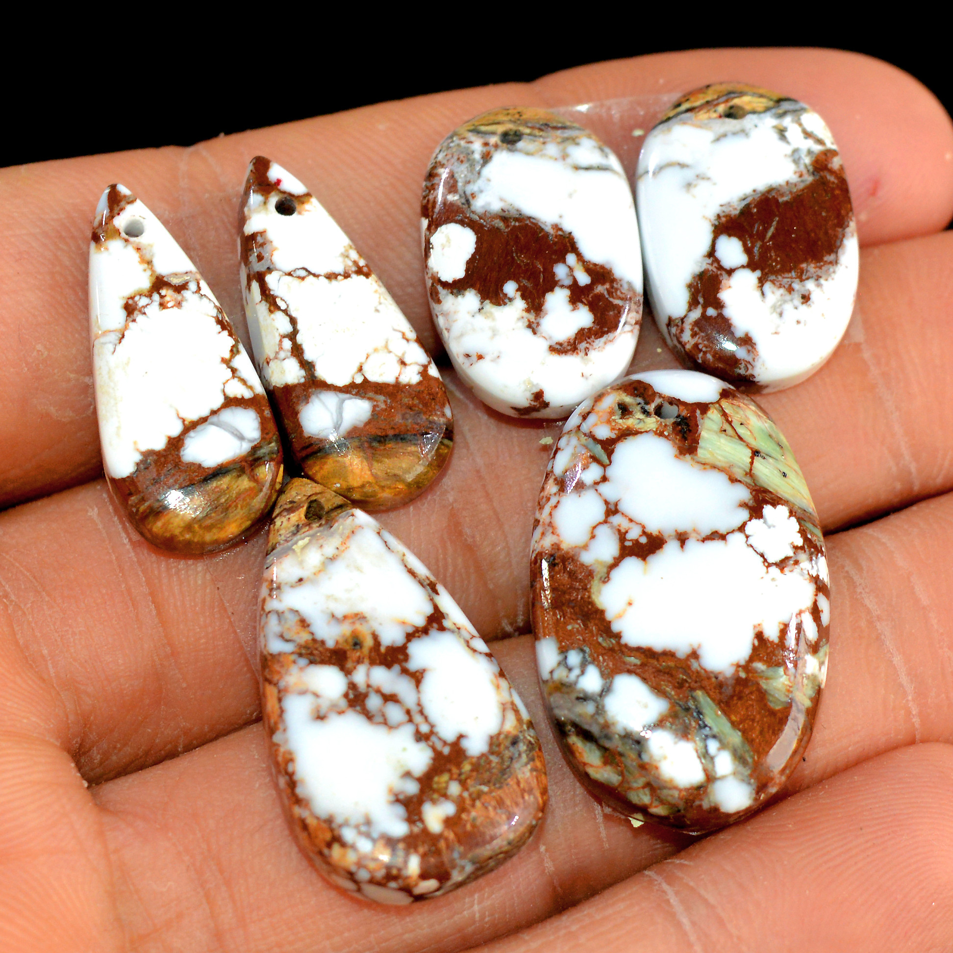 2 Sets 96 Cts Natural Wild Horse Magnesite 3 Pcs Matching Earring and Pendant Set Semi-Precious Gemstone for Reiki and Healing 15521