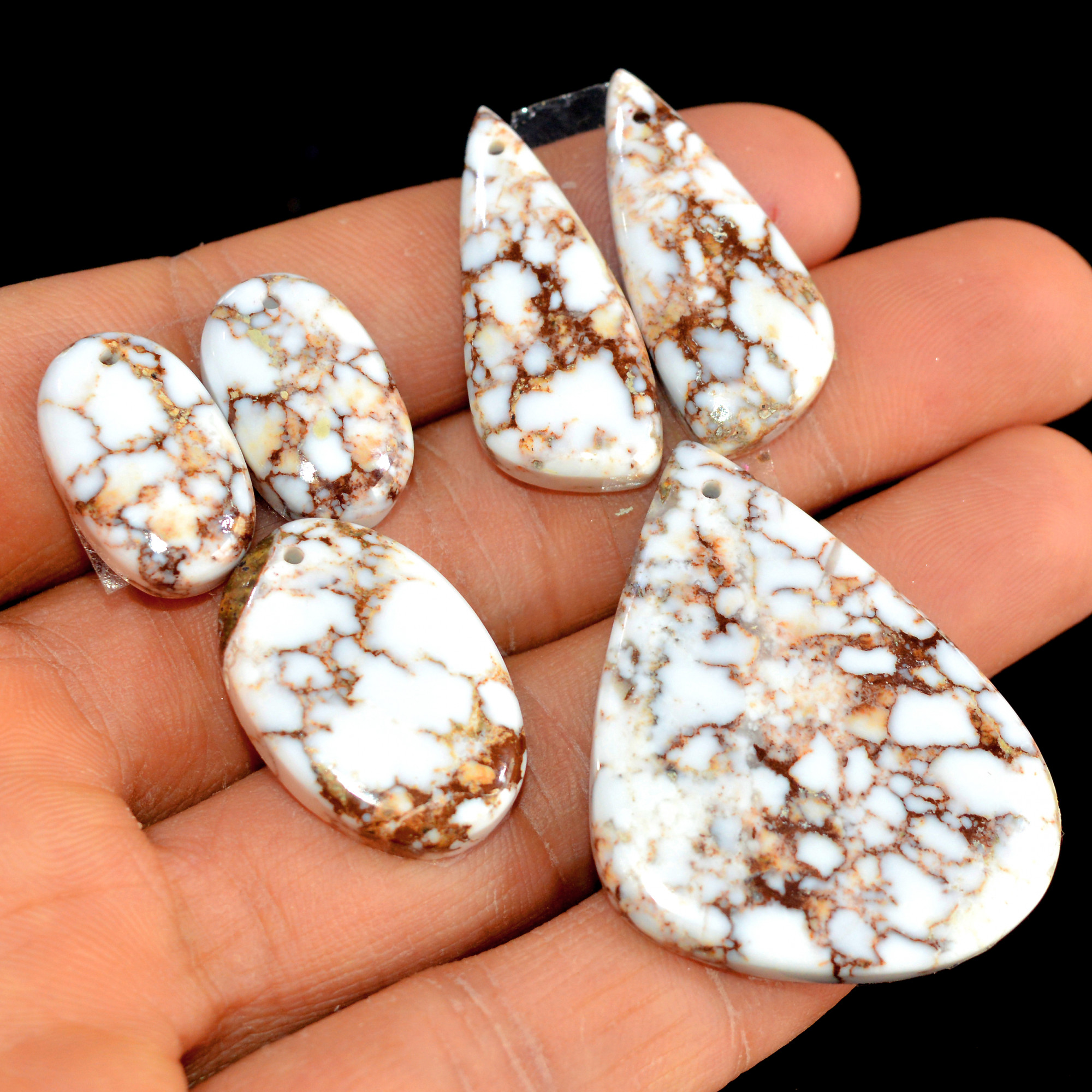 2 Sets 140 Cts Natural Wild Horse Magnesite 3 Pcs Matching Earring and Pendant Set Semi-Precious Gemstone for Reiki and Healing 15522