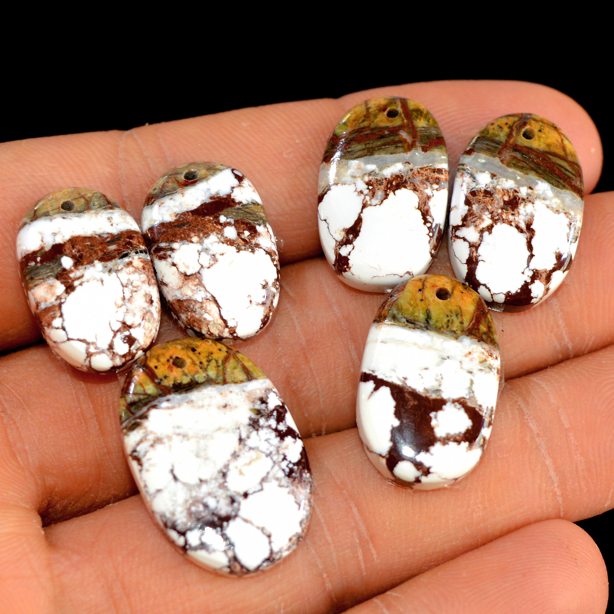 2 Sets 75 Cts Natural Wild Horse Magnesite 3 Pcs Matching Earring and Pendant Set Semi-Precious Gemstone for Reiki and Healing 15523