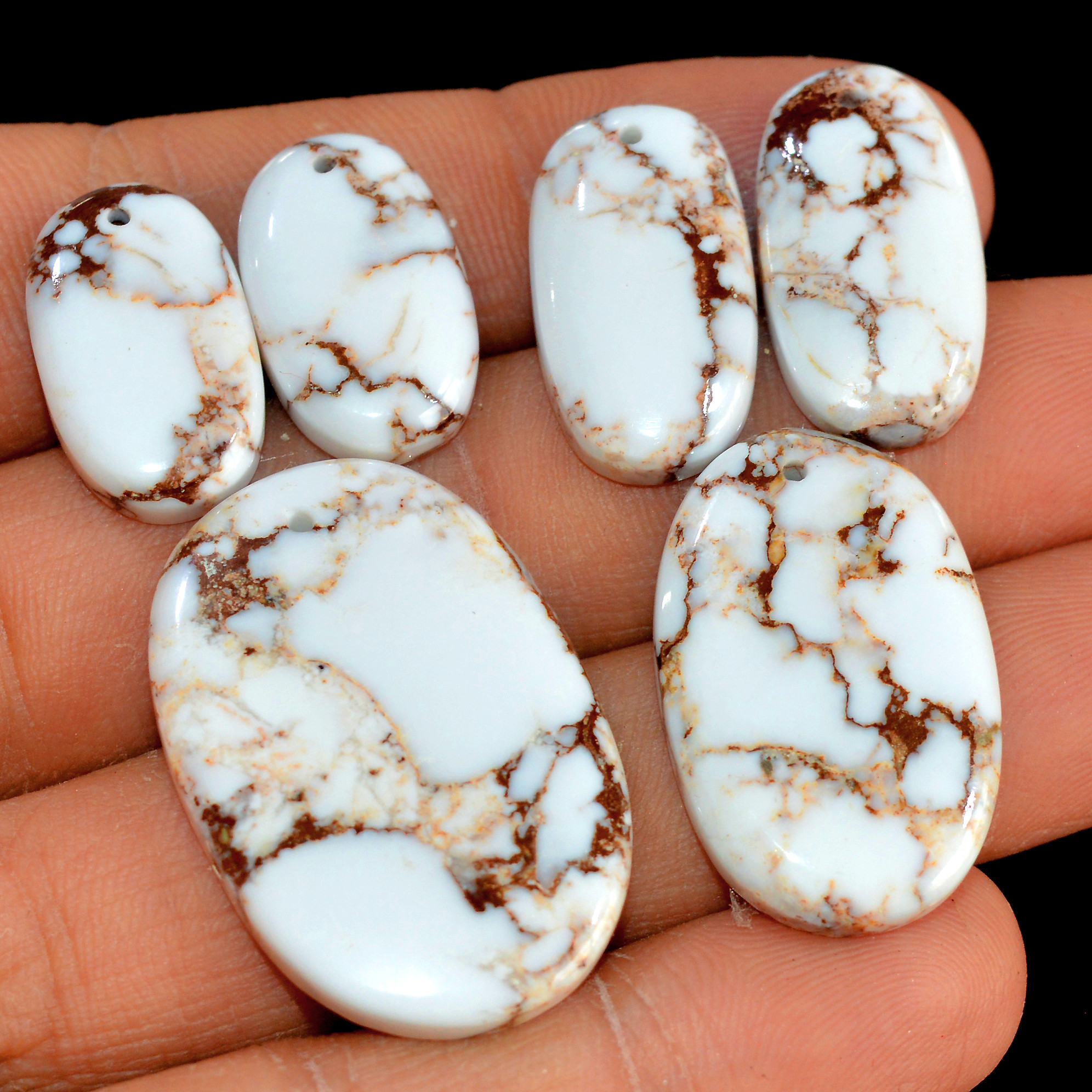 2 Sets 102 Cts Natural Wild Horse Magnesite 3 Pcs Matching Earring and Pendant Set Semi-Precious Gemstone for Reiki and Healing 15526