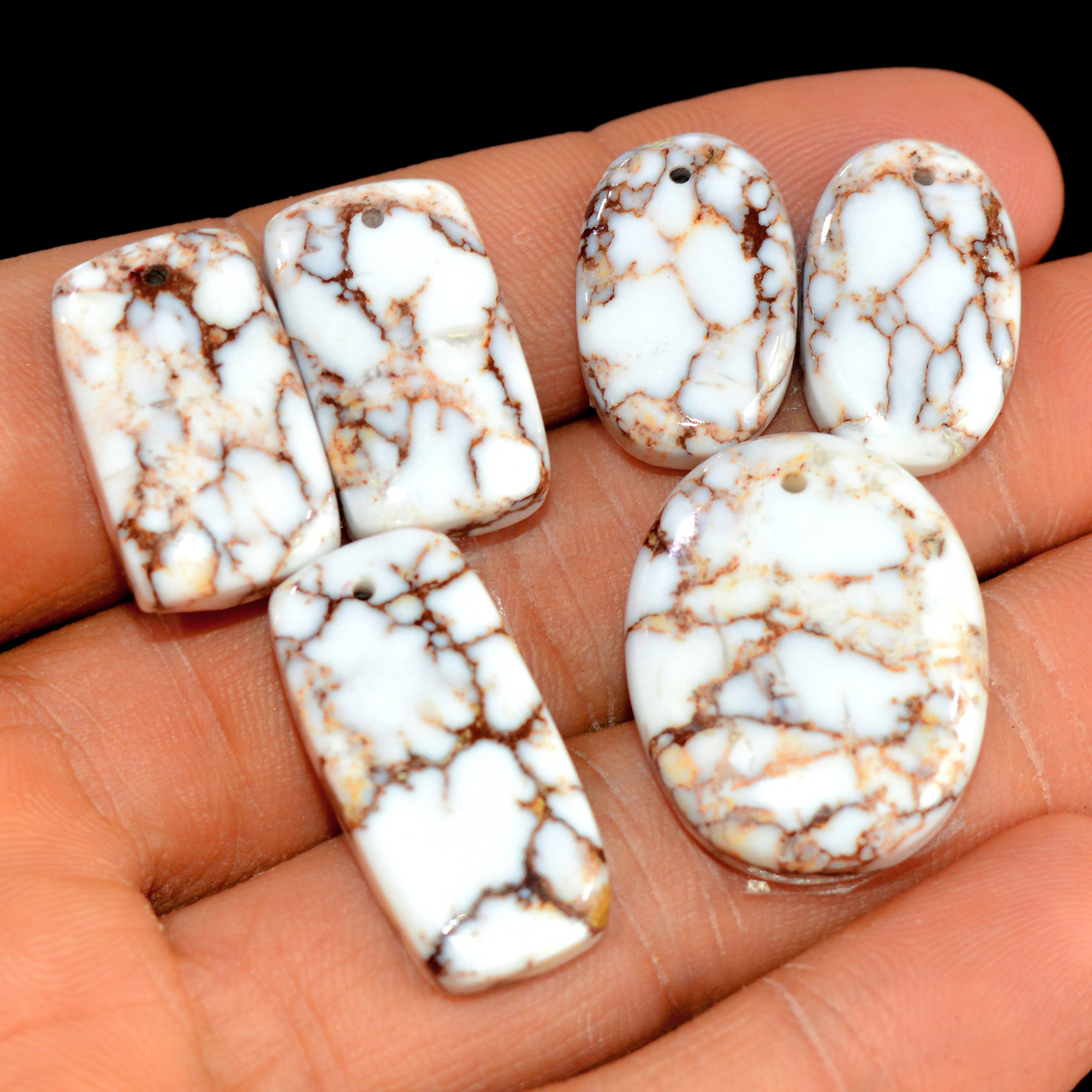2 Sets 118 Cts Natural Wild Horse Magnesite 3 Pcs Matching Earring and Pendant Set Semi-Precious Gemstone for Reiki and Healing 15527