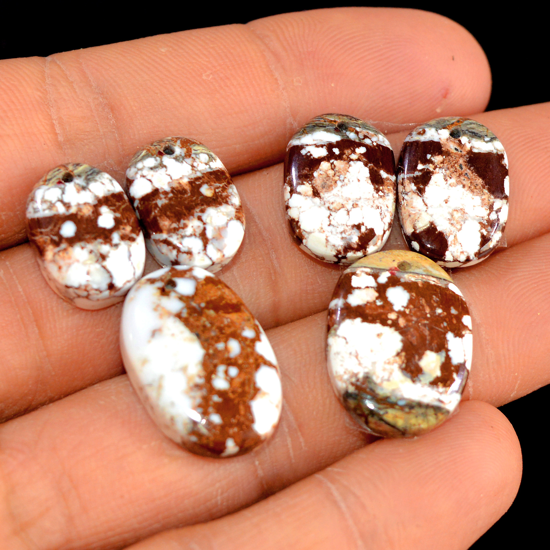 2 Sets 61Cts Natural Wild Horse Jasper Mix Shape and Size Cabochon Lot Semi Precious Loose Drilled Gemstone Jewelry Supply Crystal 15533
