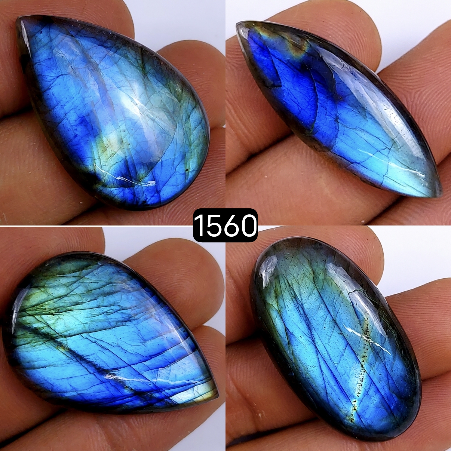 4Pcs Lot 149Cts Labradorite Cabochon Multifire Healing Crystal For Jewelry Supplies, Labradorite Necklace Handmade Wire Wrapped Gemstone Pendant 40X22 37X16mm#G-1560
