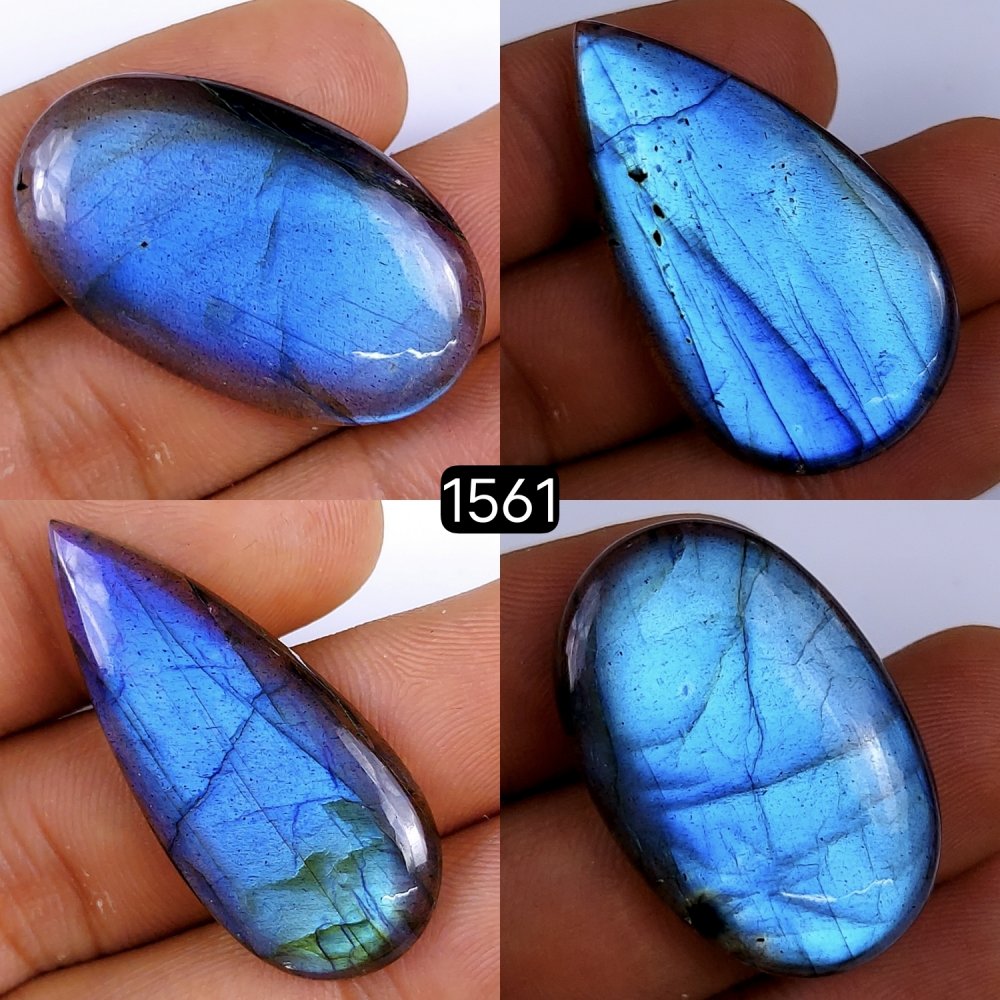 4Pcs Lot 138Cts Labradorite Cabochon Multifire Healing Crystal For Jewelry Supplies, Labradorite Necklace Handmade Wire Wrapped Gemstone Pendant 42X25 34X25mm#G-1561