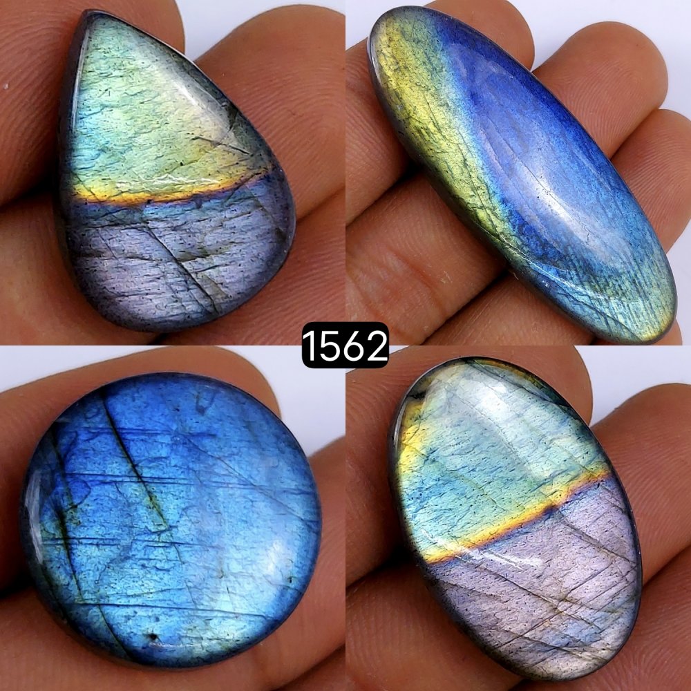 4Pcs Lot 152Cts Labradorite Cabochon Multifire Healing Crystal For Jewelry Supplies, Labradorite Necklace Handmade Wire Wrapped Gemstone Pendant 52X18 25X18mm#G-1562