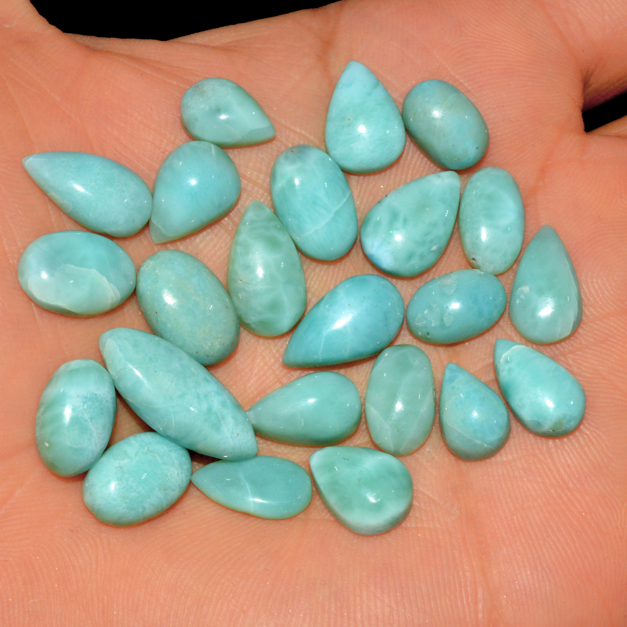 23 Pcs 109 Cts Natural Blue Larimar Loose Cabochon Healing Gemstone Lot Wholesale Craft Supplies For Jewelry Making 20x8 10x6mm 15664