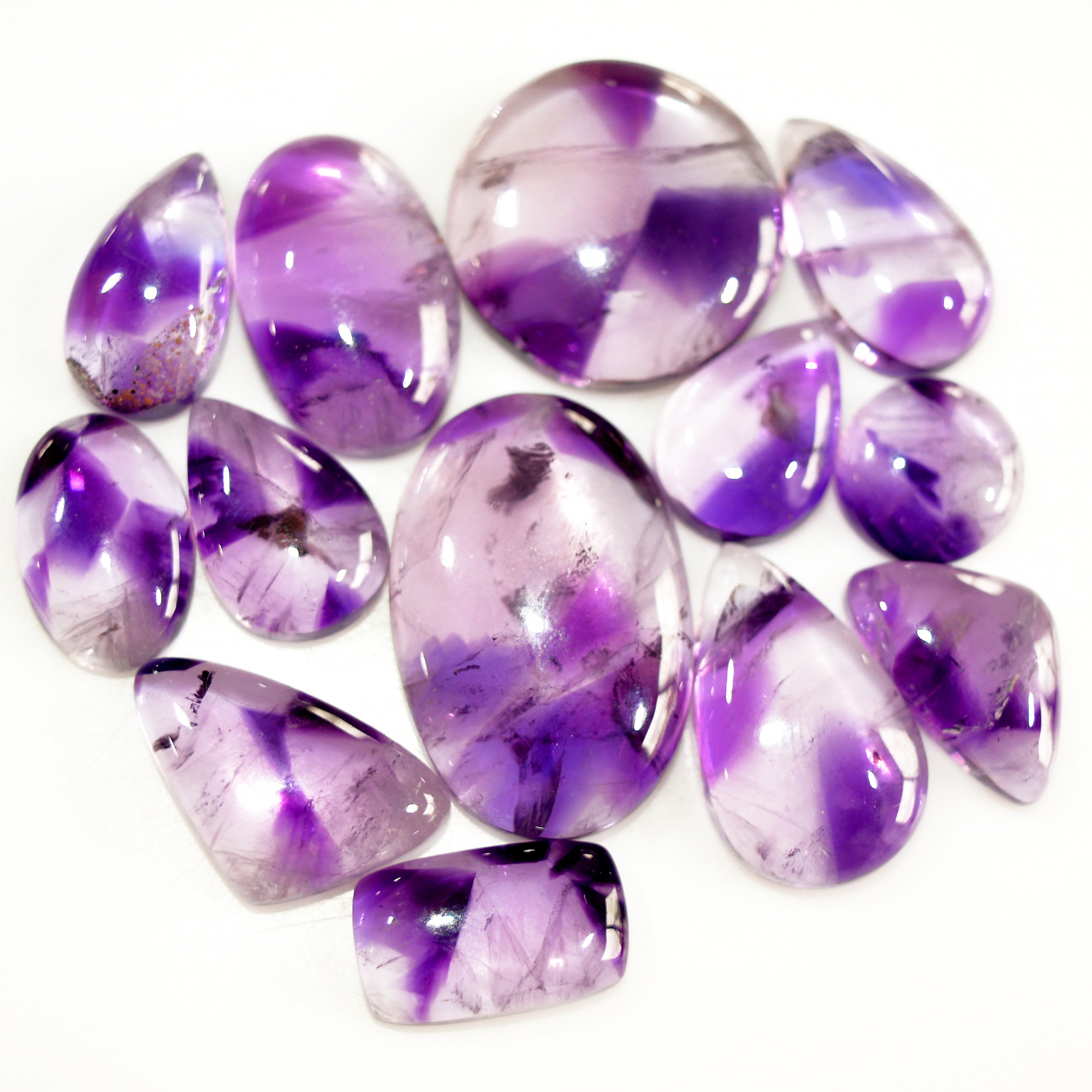 13 Pcs 137 Cts Natural Amethyst Cabochon Loose Gemstone Lot Mixed Shapes and Sizes Healing Crystal For Jewelry Making 25x15 10x10mm 15677
