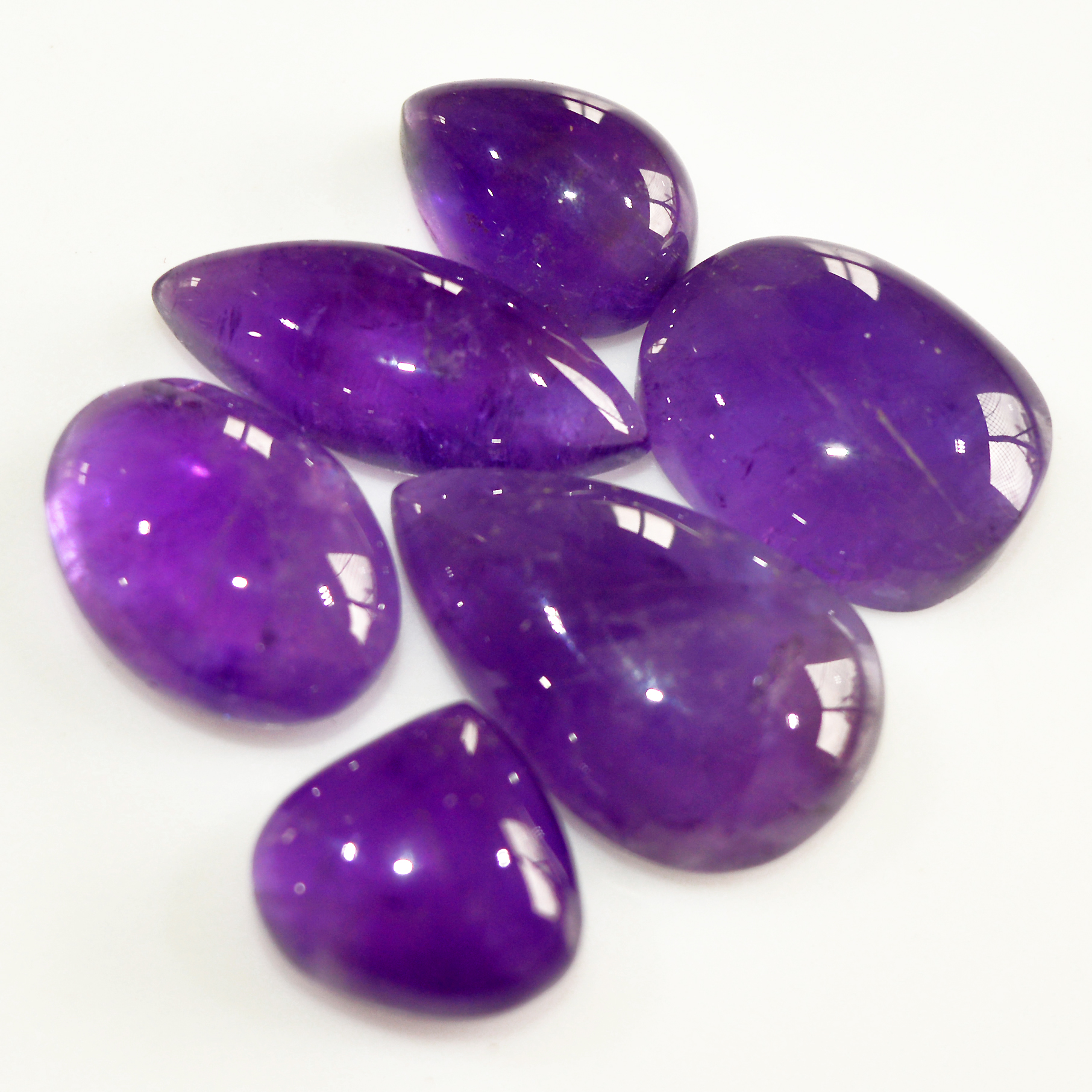 6 Pcs 58 Cts Natural Amethyst Cabochon Loose Gemstone Lot Mixed Shapes and Sizes Healing Crystal For Jewelry Making 20x12 10x10mm 15678