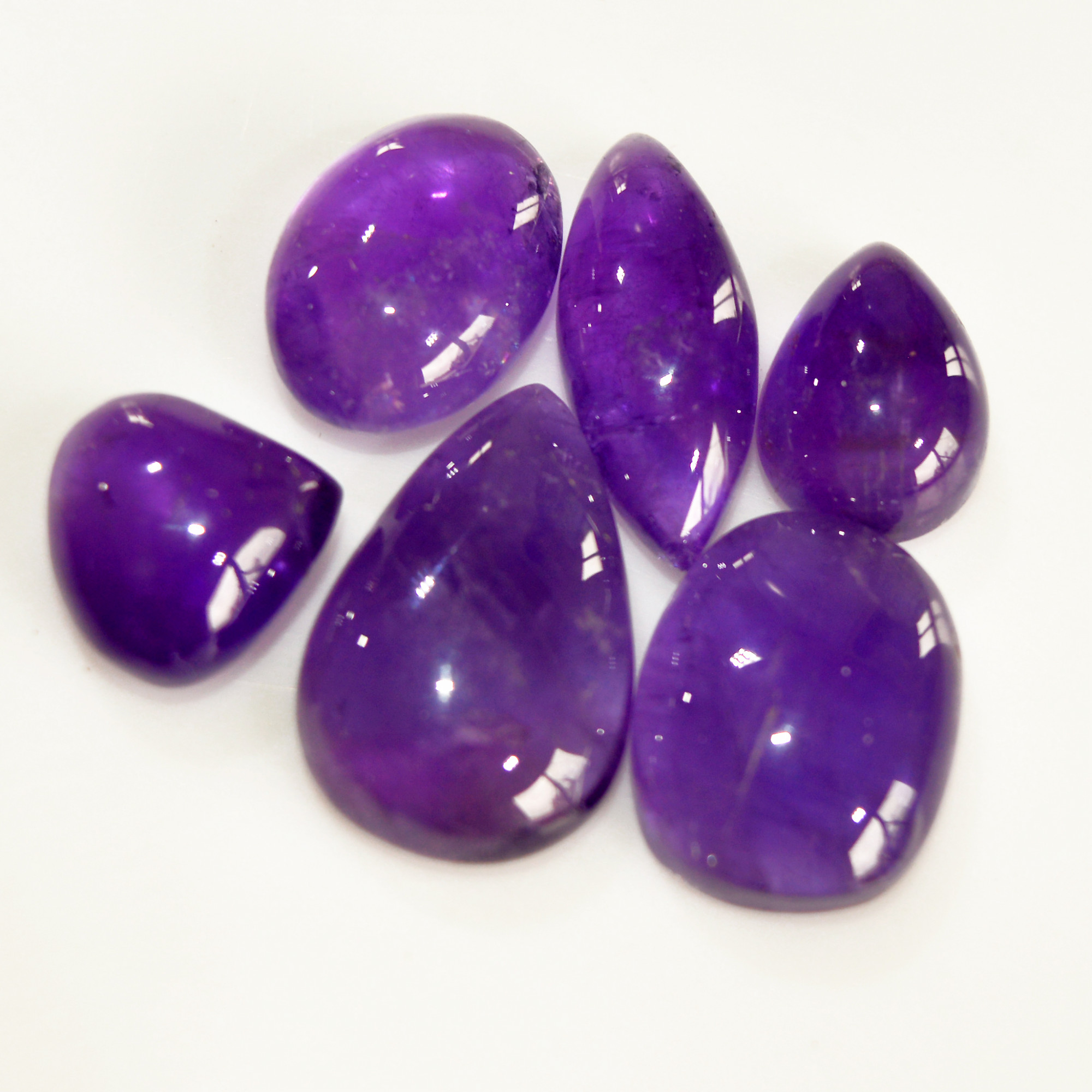 6 Pcs 58 Cts Natural Amethyst Cabochon Loose Gemstone Lot Mixed Shapes and Sizes Healing Crystal For Jewelry Making 20x12 10x10mm 15678