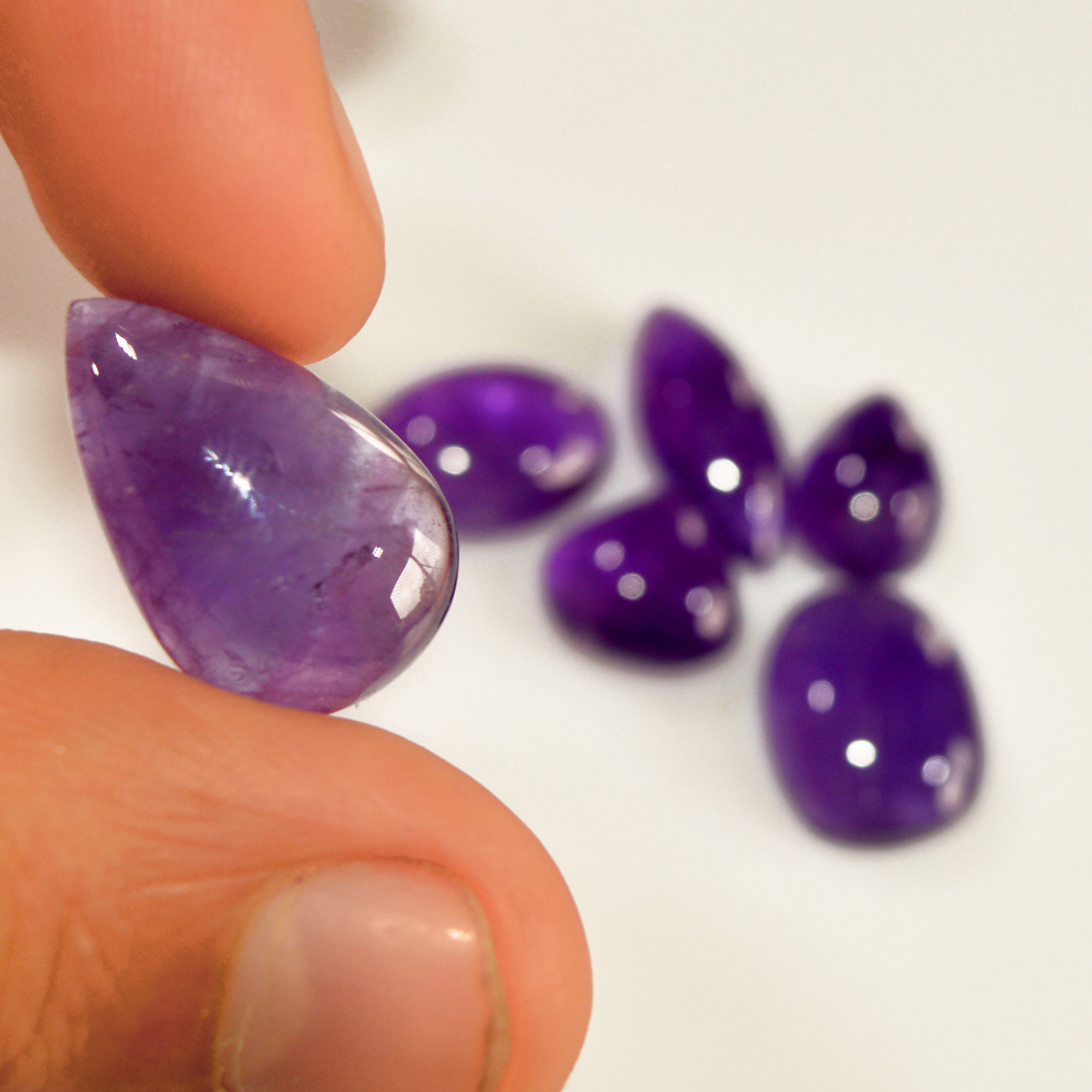 6 Pcs 58 Cts Natural Amethyst Cabochon Loose Gemstone Lot Mixed Shapes and Sizes Healing Crystal For Jewelry Making 20x12 10x10mm 15678