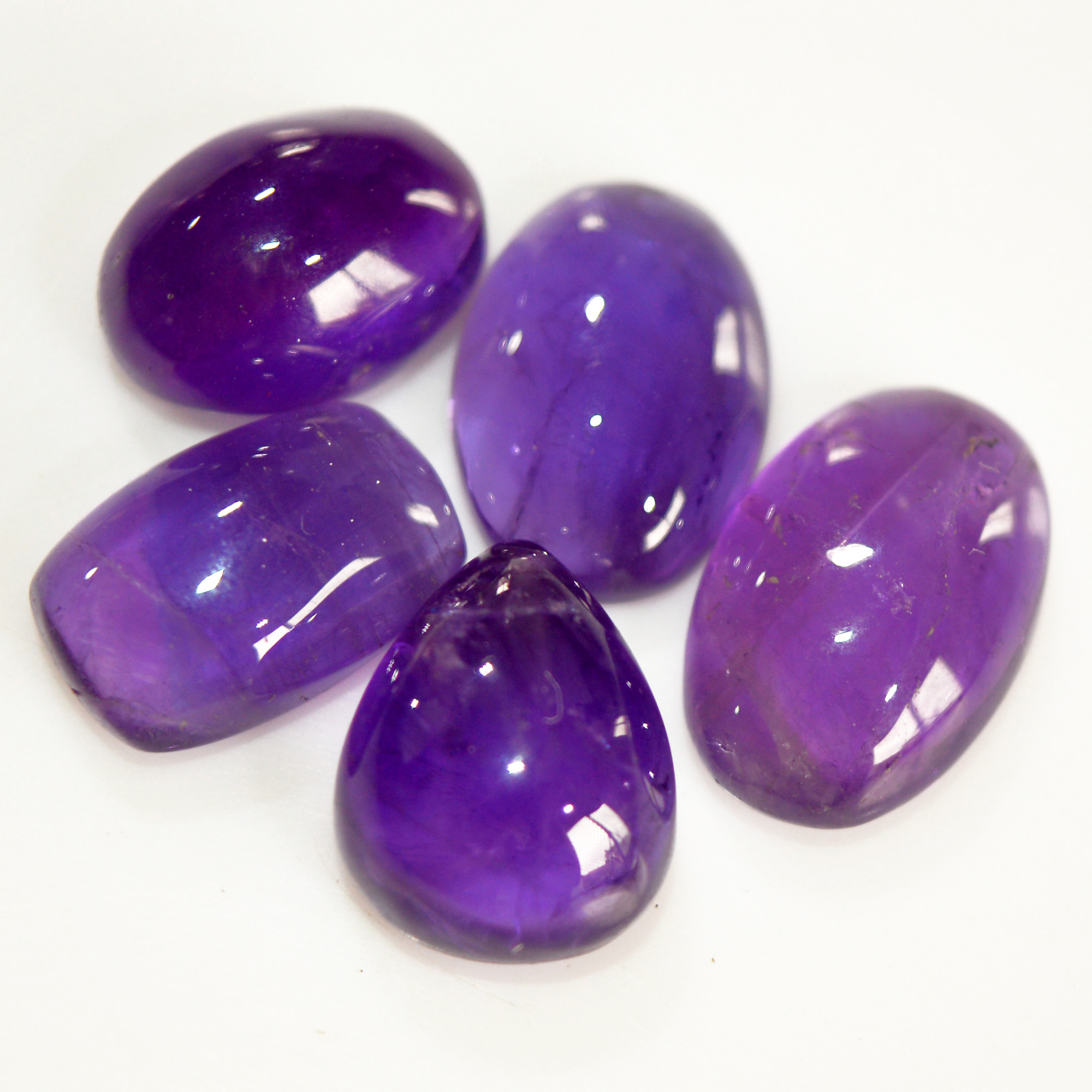5 Pcs 46 Cts Natural Amethyst Cabochon Loose Gemstone Lot Mixed Shapes and Sizes Healing Crystal For Jewelry Making 16x10 14x10mm 15679