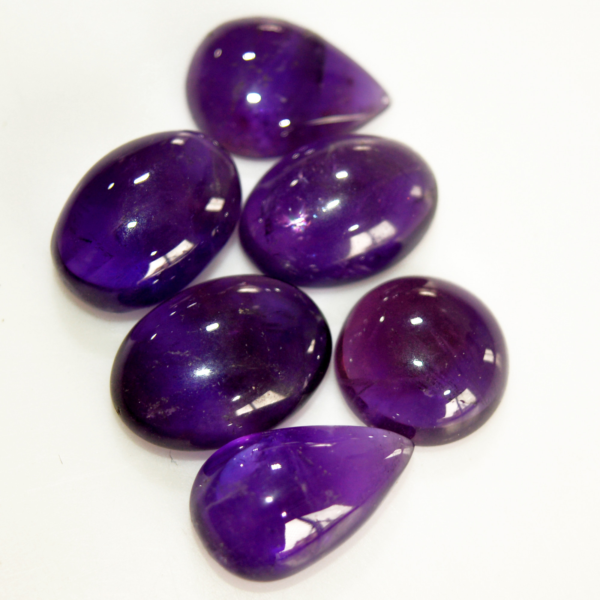 6 Pcs 47 Cts Natural Amethyst Cabochon Loose Gemstone Lot Mixed Shapes and Sizes Healing Crystal For Jewelry Making 15x10 10x10mm 15680