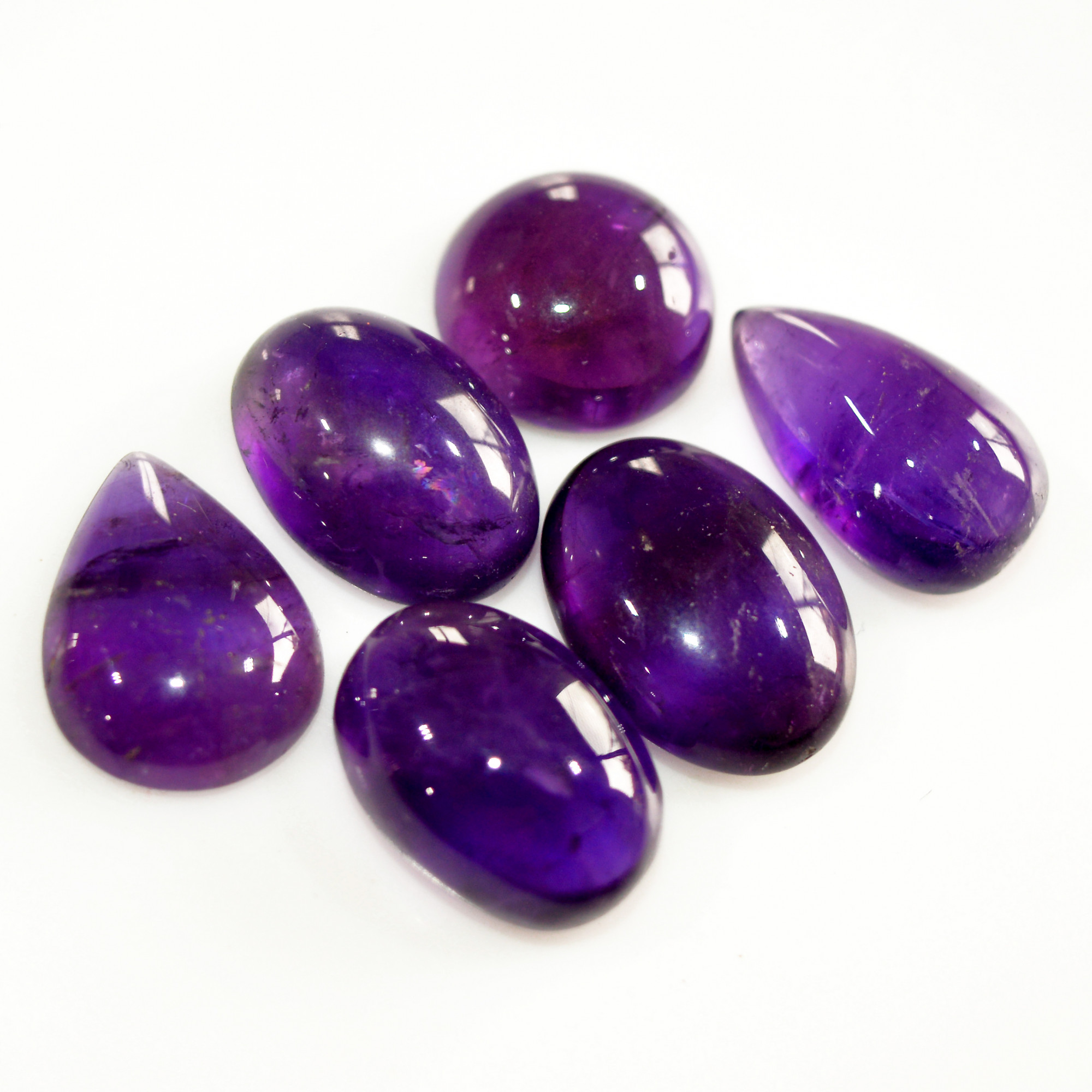 6 Pcs 47 Cts Natural Amethyst Cabochon Loose Gemstone Lot Mixed Shapes and Sizes Healing Crystal For Jewelry Making 15x10 10x10mm 15680
