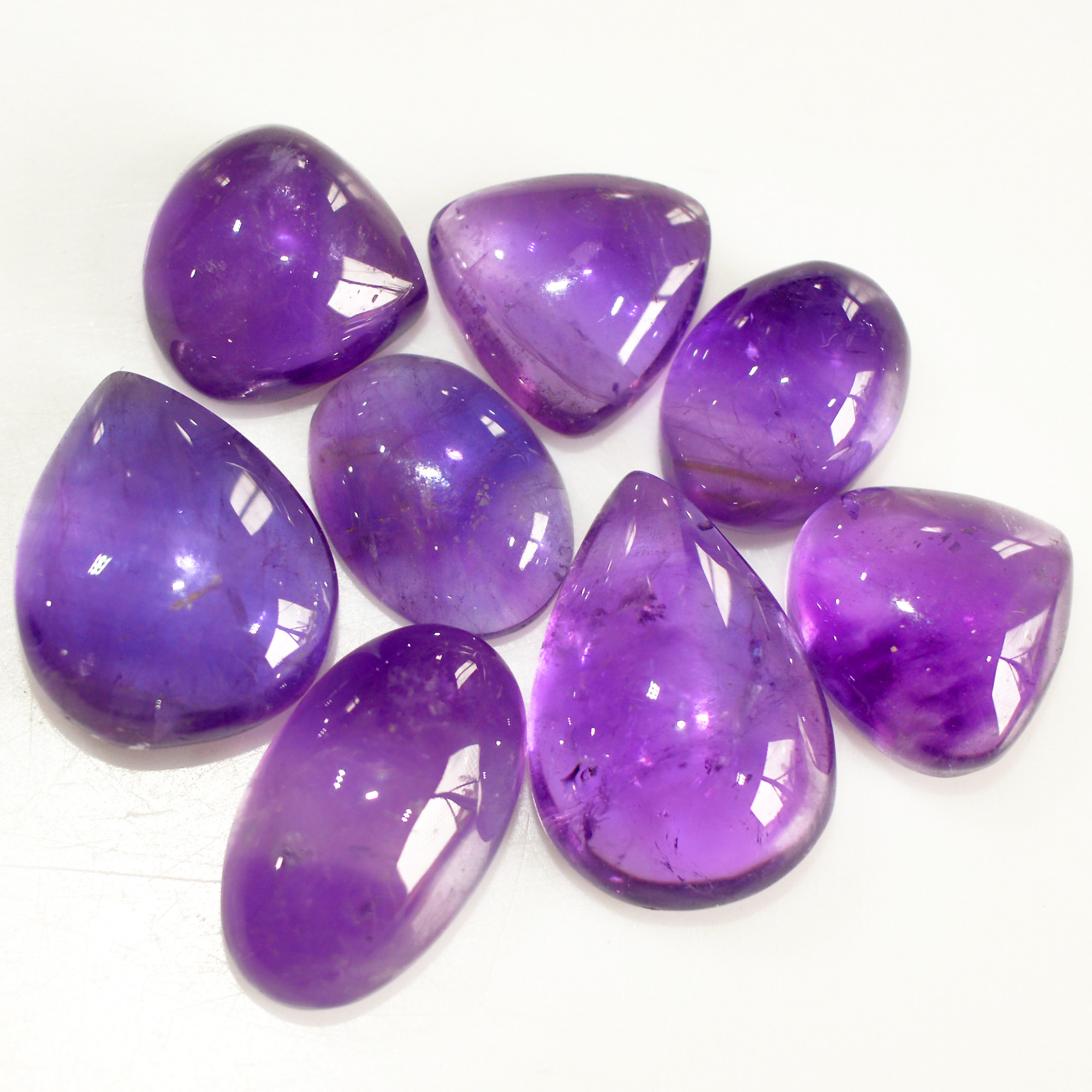 8 Pcs 69 Cts Natural Amethyst Cabochon Loose Gemstone Lot Mixed Shapes and Sizes Healing Crystal For Jewelry Making 17x11 12x9mm 15681