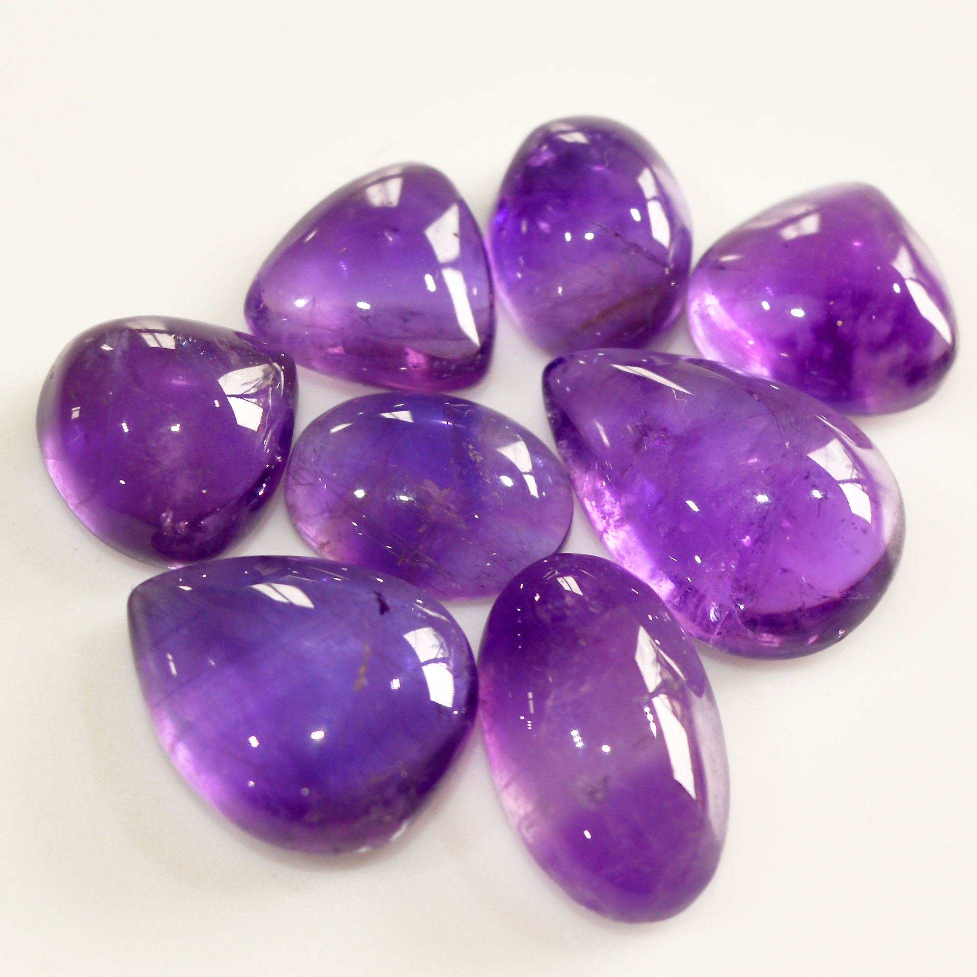 8 Pcs 69 Cts Natural Amethyst Cabochon Loose Gemstone Lot Mixed Shapes and Sizes Healing Crystal For Jewelry Making 17x11 12x9mm 15681