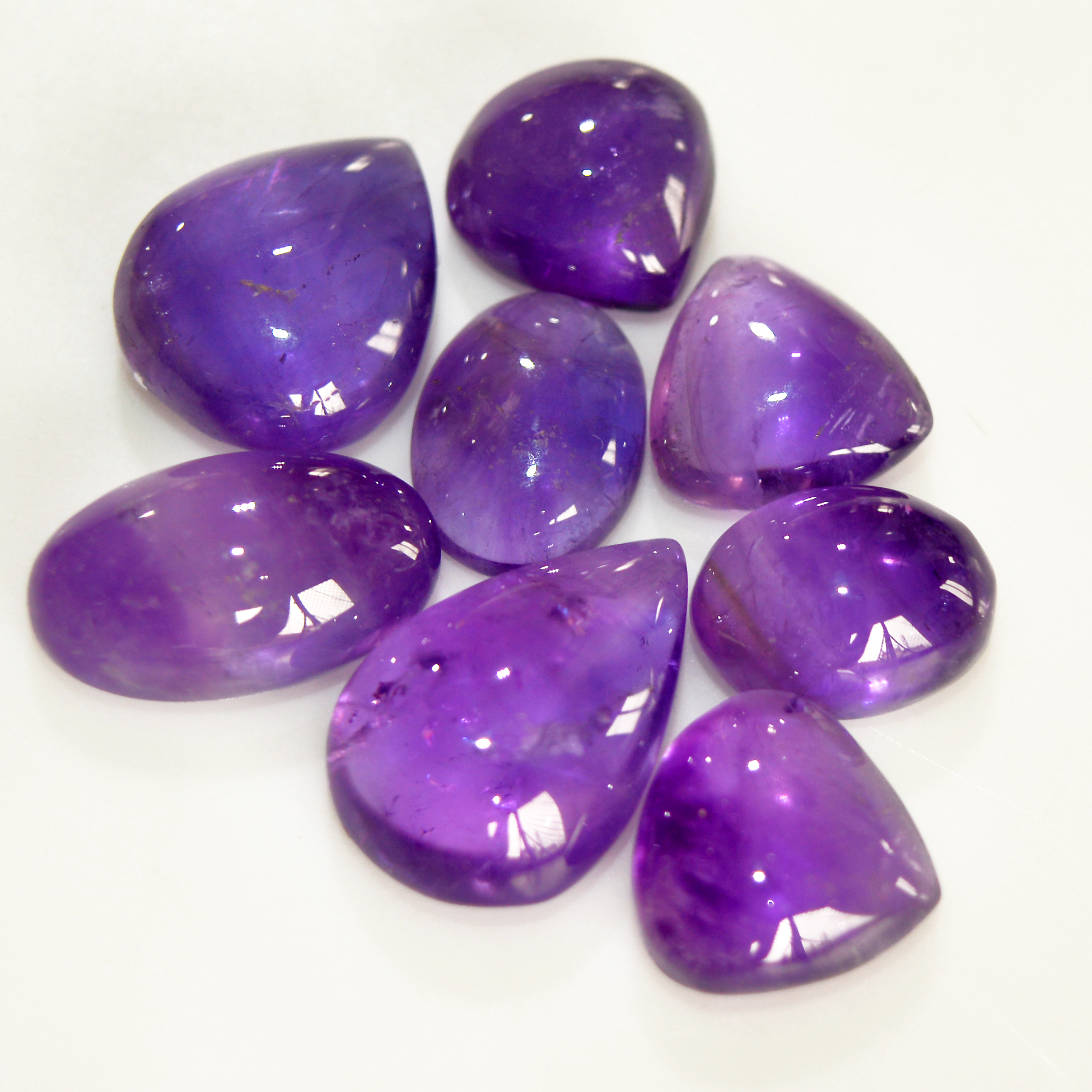 8 Pcs 69 Cts Natural Amethyst Cabochon Loose Gemstone Lot Mixed Shapes and Sizes Healing Crystal For Jewelry Making 17x11 12x9mm 15681