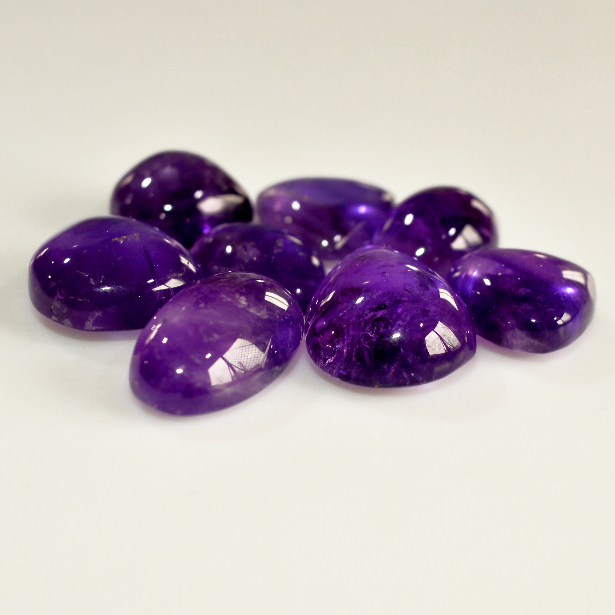 8 Pcs 69 Cts Natural Amethyst Cabochon Loose Gemstone Lot Mixed Shapes and Sizes Healing Crystal For Jewelry Making 17x11 12x9mm R-15681
